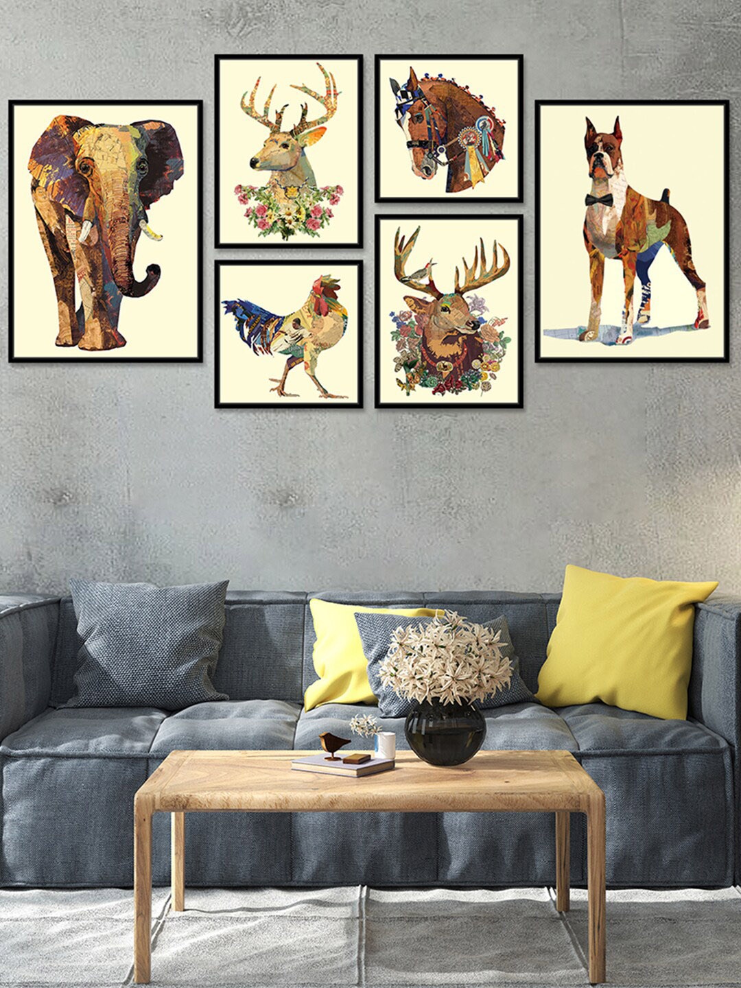 

Art Street Set of 6 Cream-Colored & Brown Wild Animal Printed Wall Art