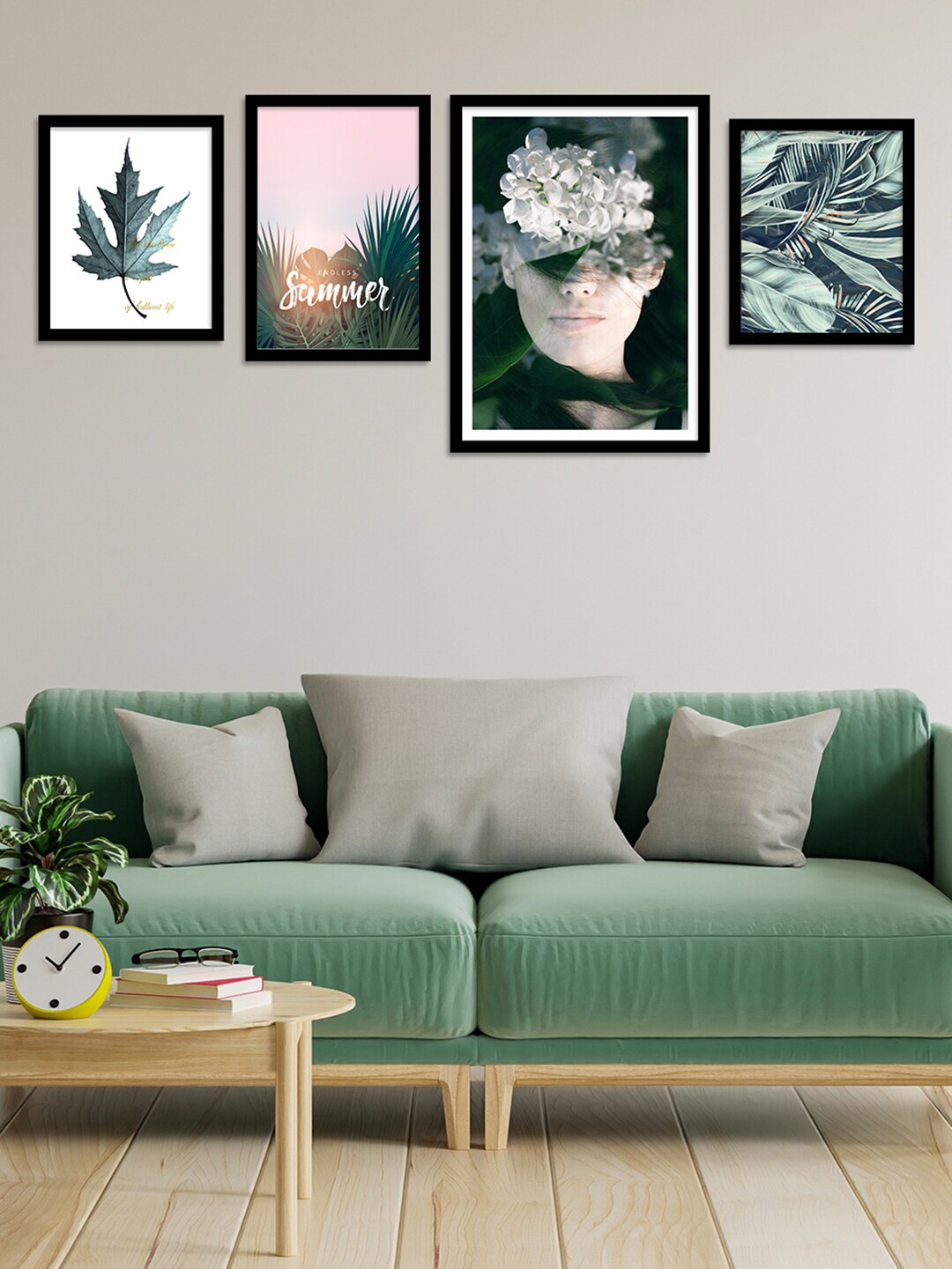 

Art Street Set of 4 Endless Summer Leaves Print Wall Art, Multi