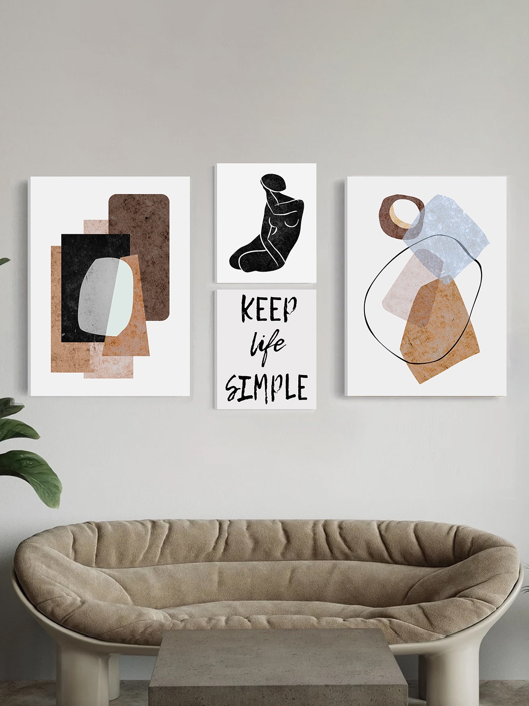 

Art Street Set of 5 Keep Life Simple Boho Canvas Art Print Painting, Black