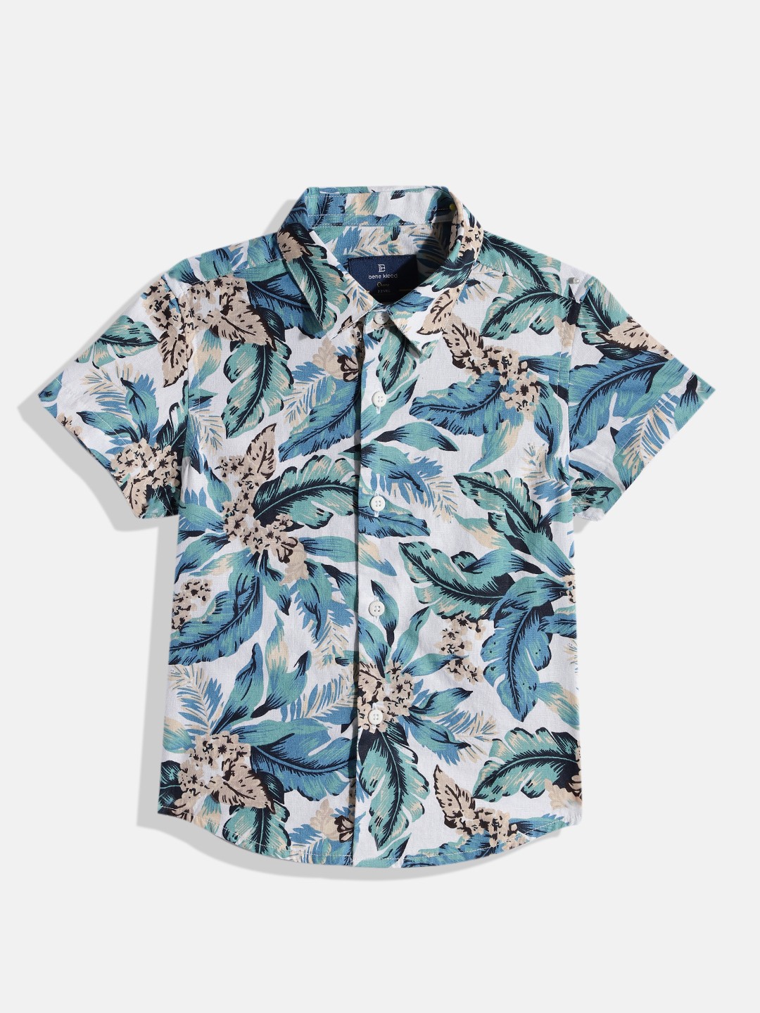 

Bene Kleed Boys Blue Standard Slim Fit Floral Printed Cotton Casual Shirt
