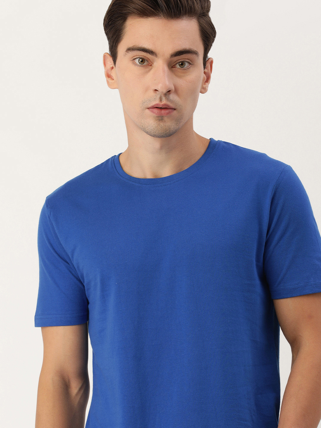 

IVOC Men Blue Round Neck Cotton T-shirt