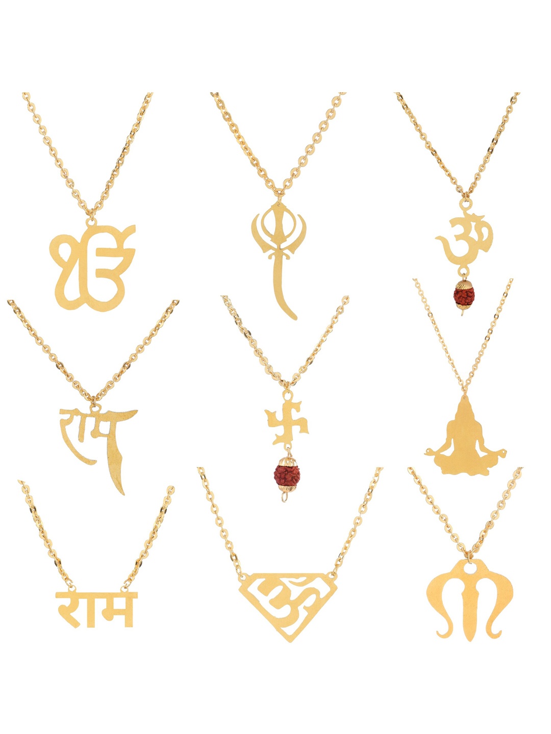 

Goldnera Set of 9 Gold-Plated Religious Pendants with Chain