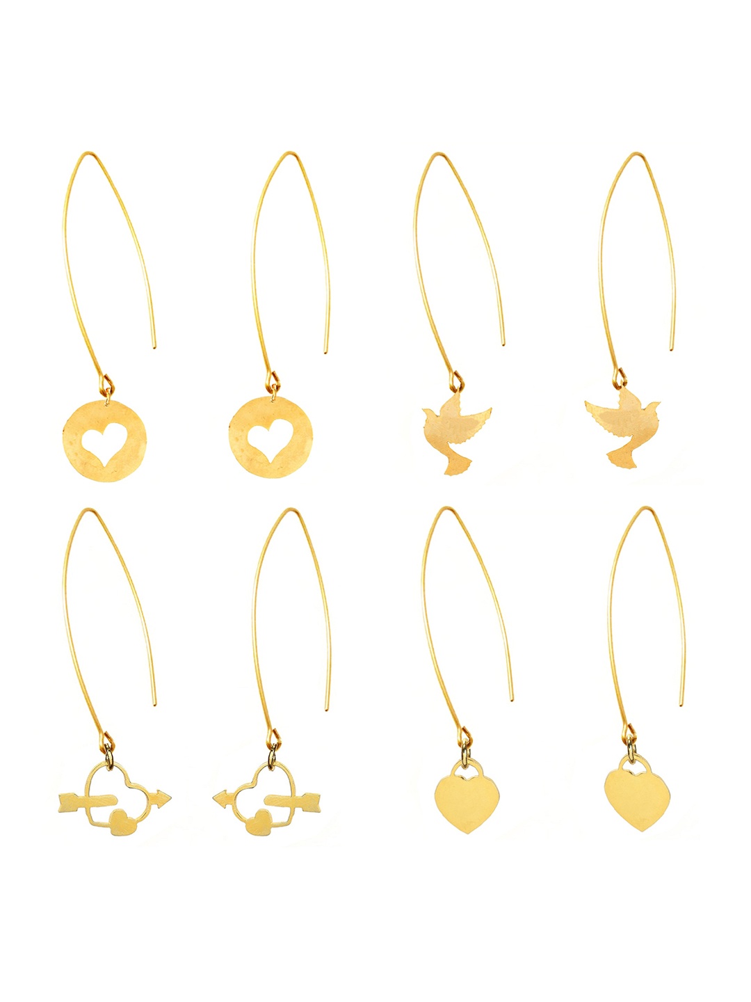 

Goldnera Set of 4 Gold-Toned Gold-Plated Contemporary Drop Earrings