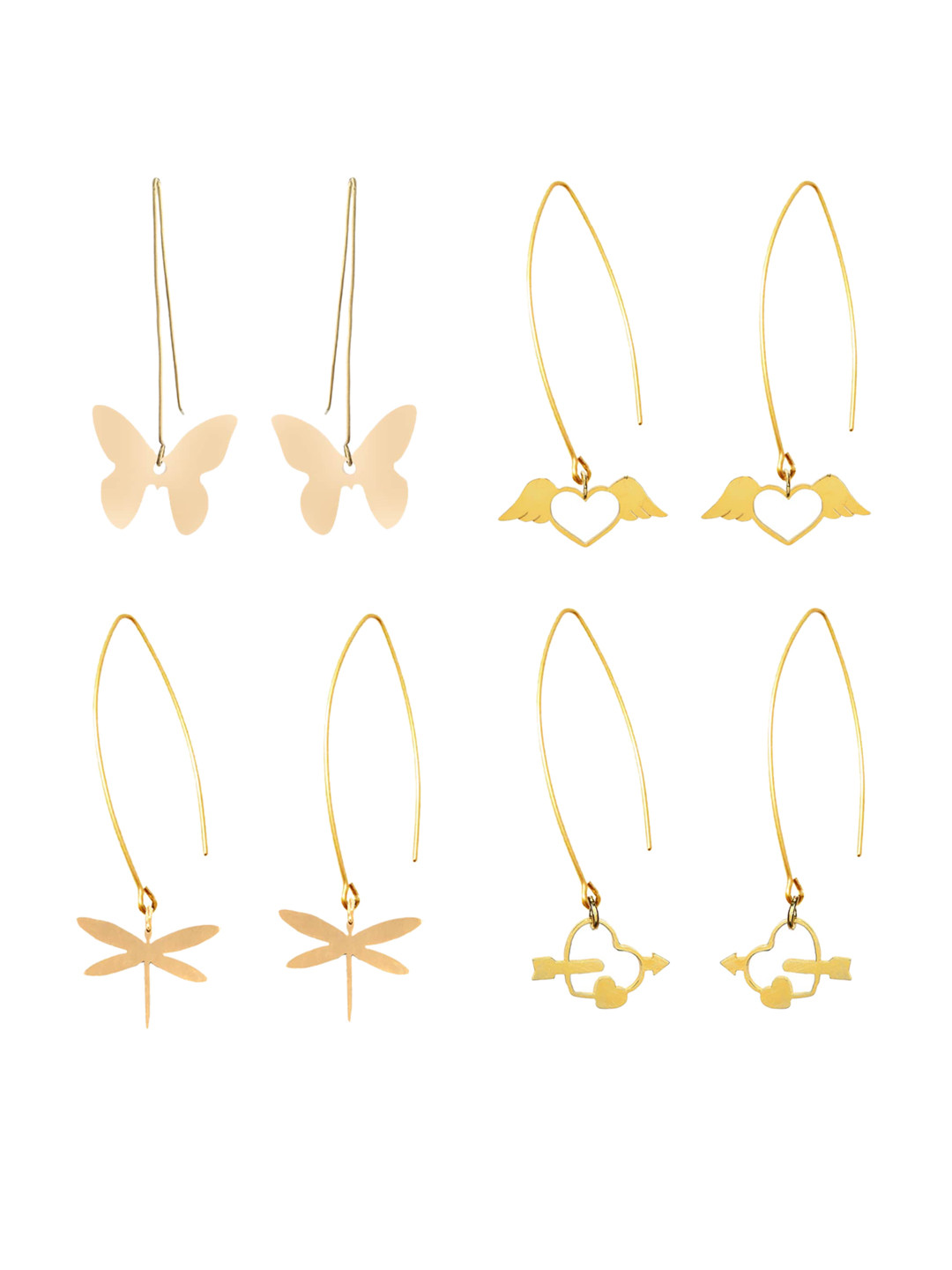 

Goldnera Gold-Toned Contemporary Drop Earrings