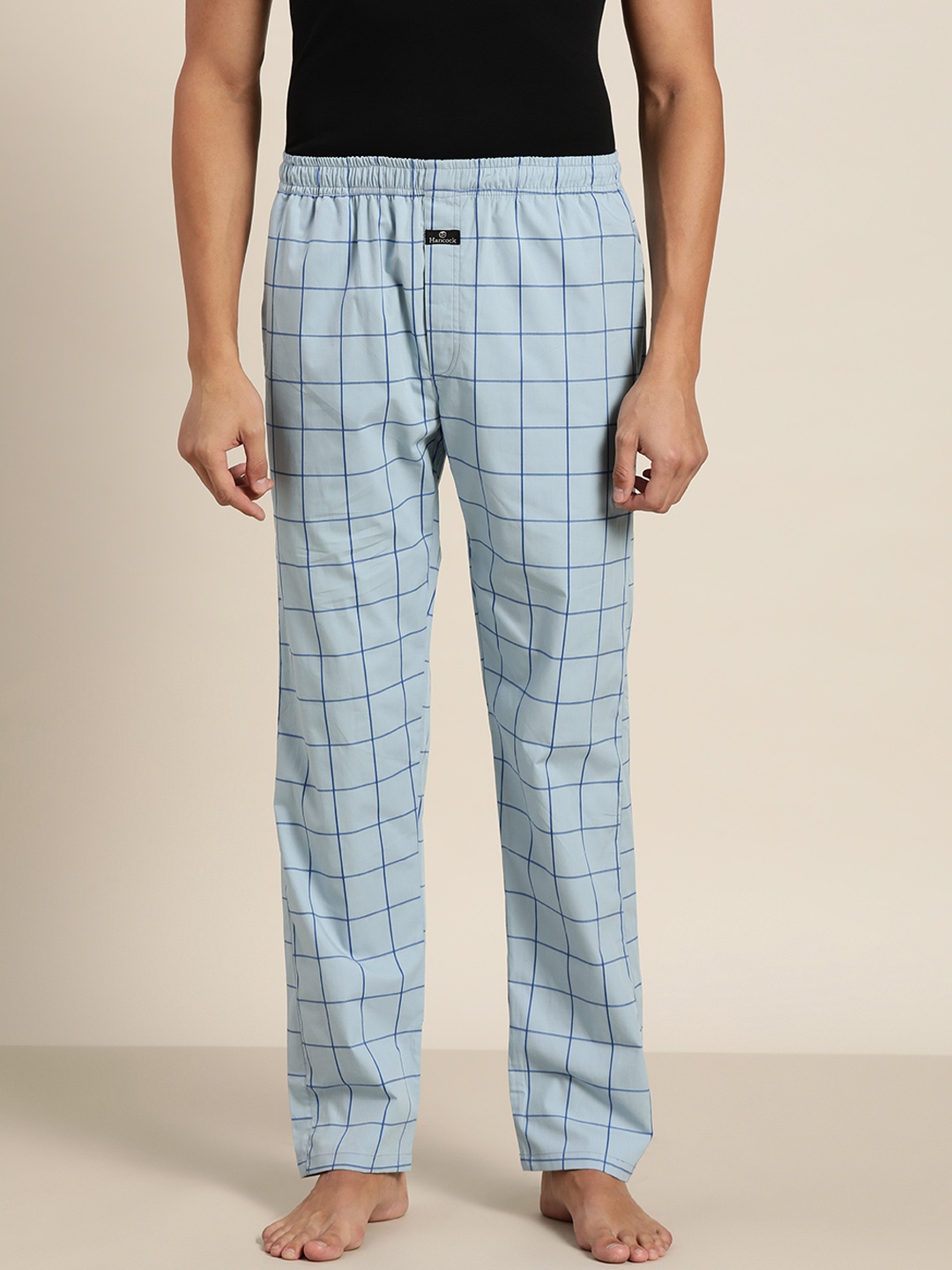 

Hancock Men Blue & Black Checked Pure Cotton Lounge Pants