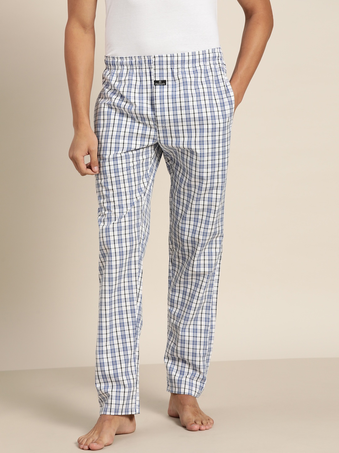 

Hancock Men White & Black Checked Lounge Pants