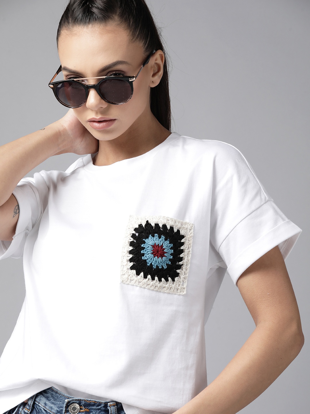 

Roadster Top with Applique, White