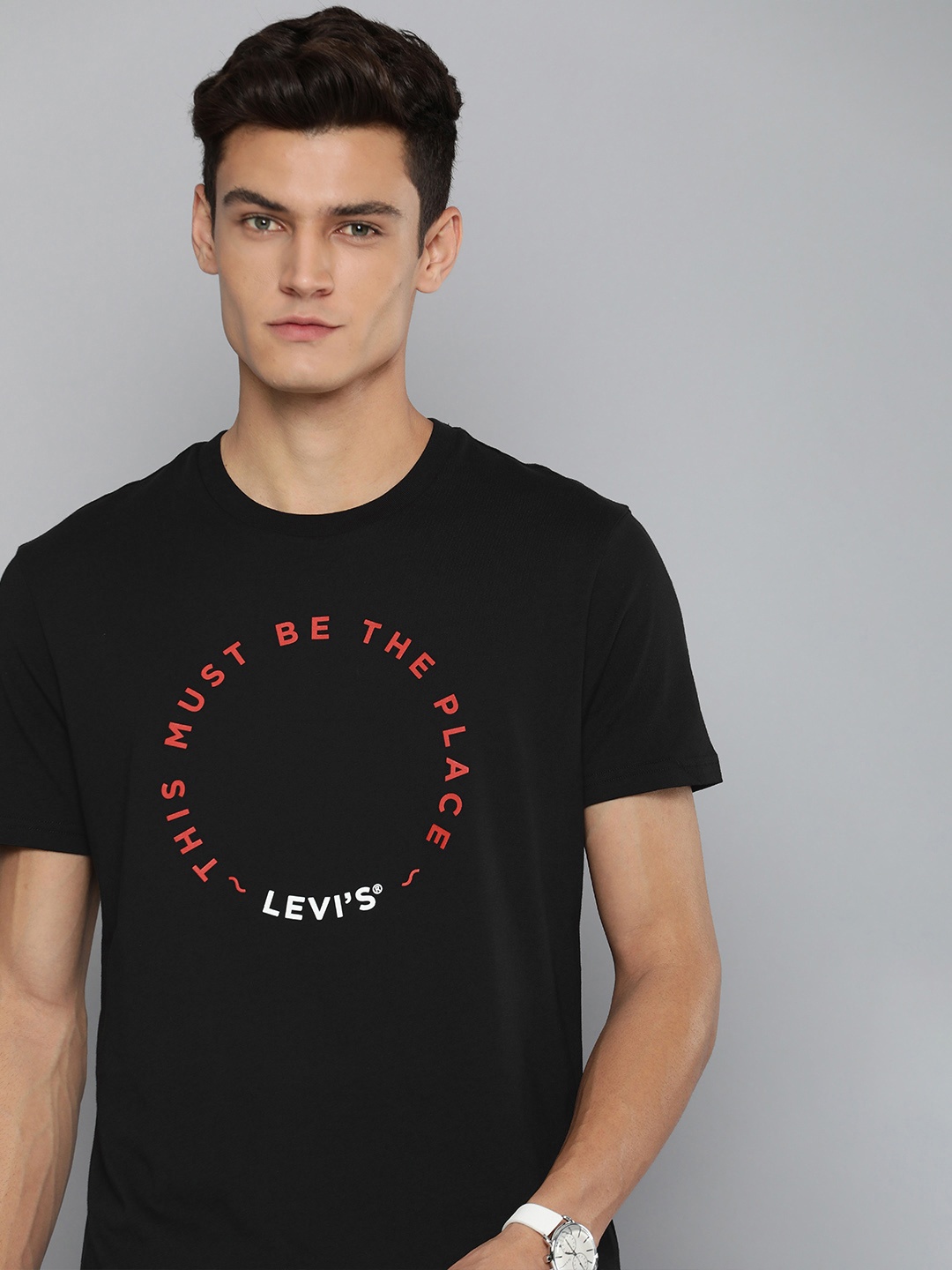 

Levis Men Black & Red Printed Pure Cotton T-shirt