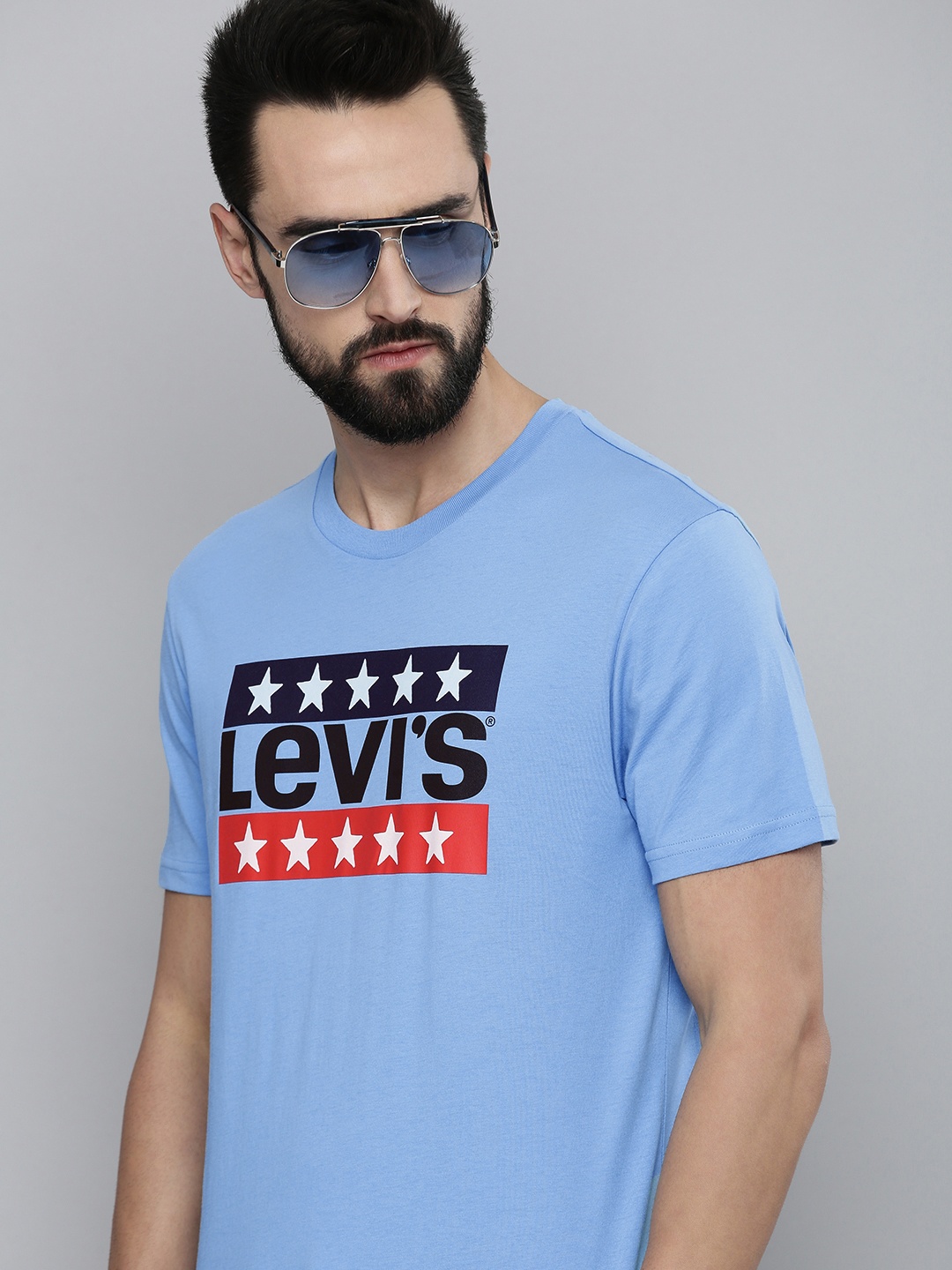 

Levis Men Blue Brand Logo Printed Pure Cotton T-shirt