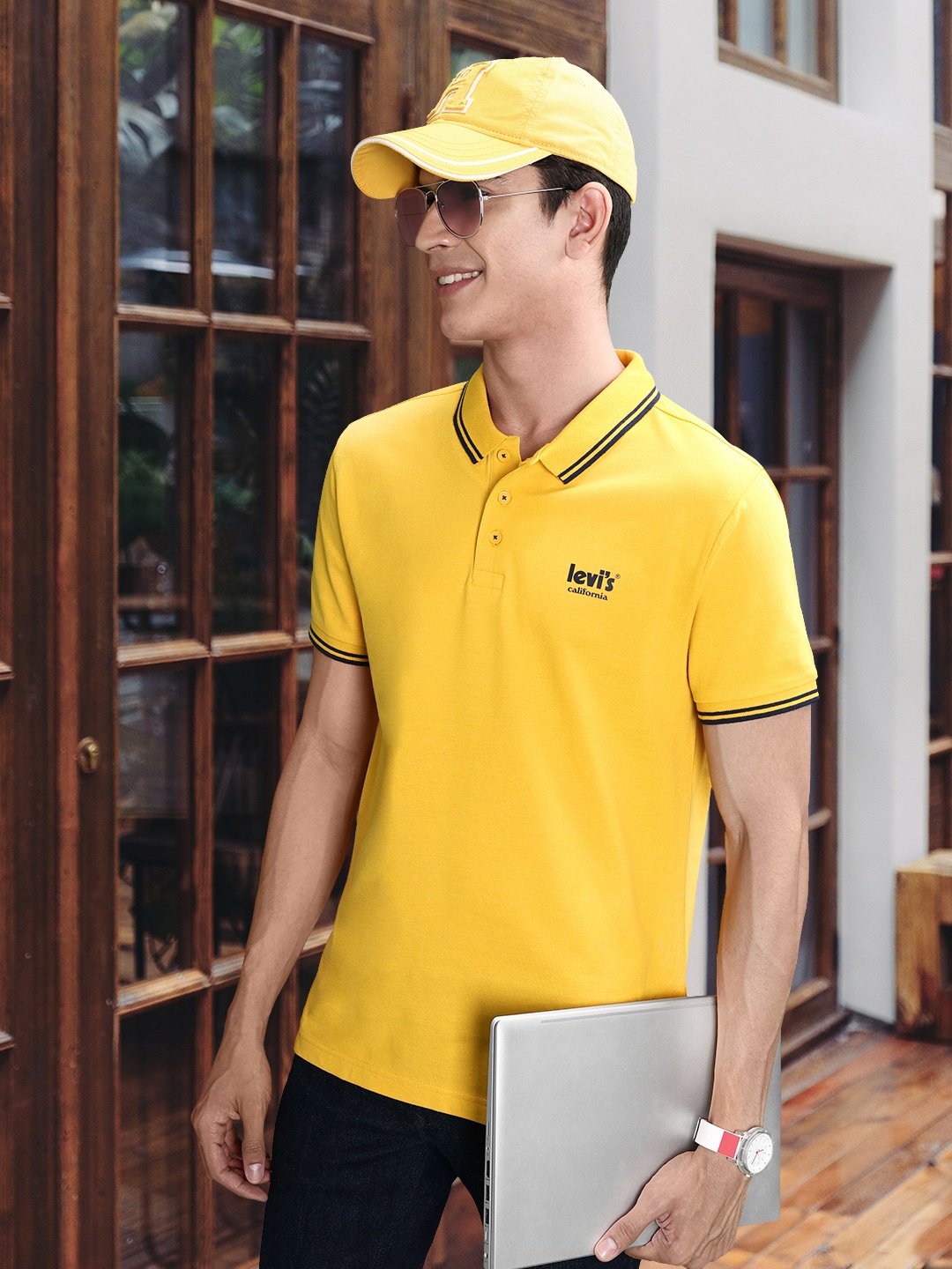 

Levis Men Yellow Polo Collar Pure Cotton T-shirt