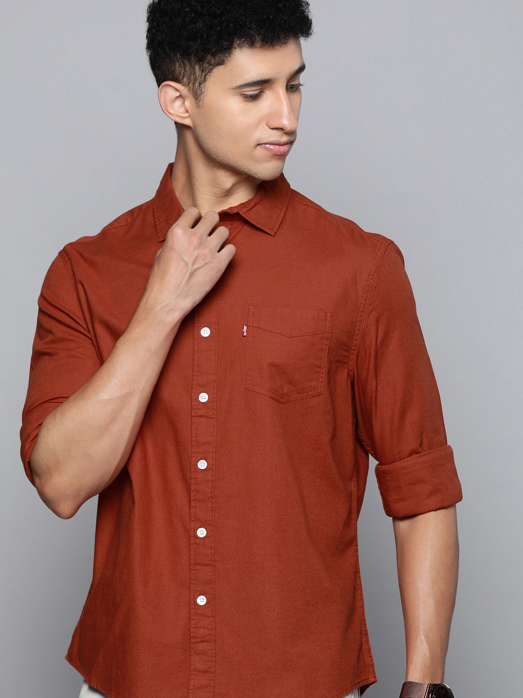 

Levis Men Red Slim Fit Casual Shirt