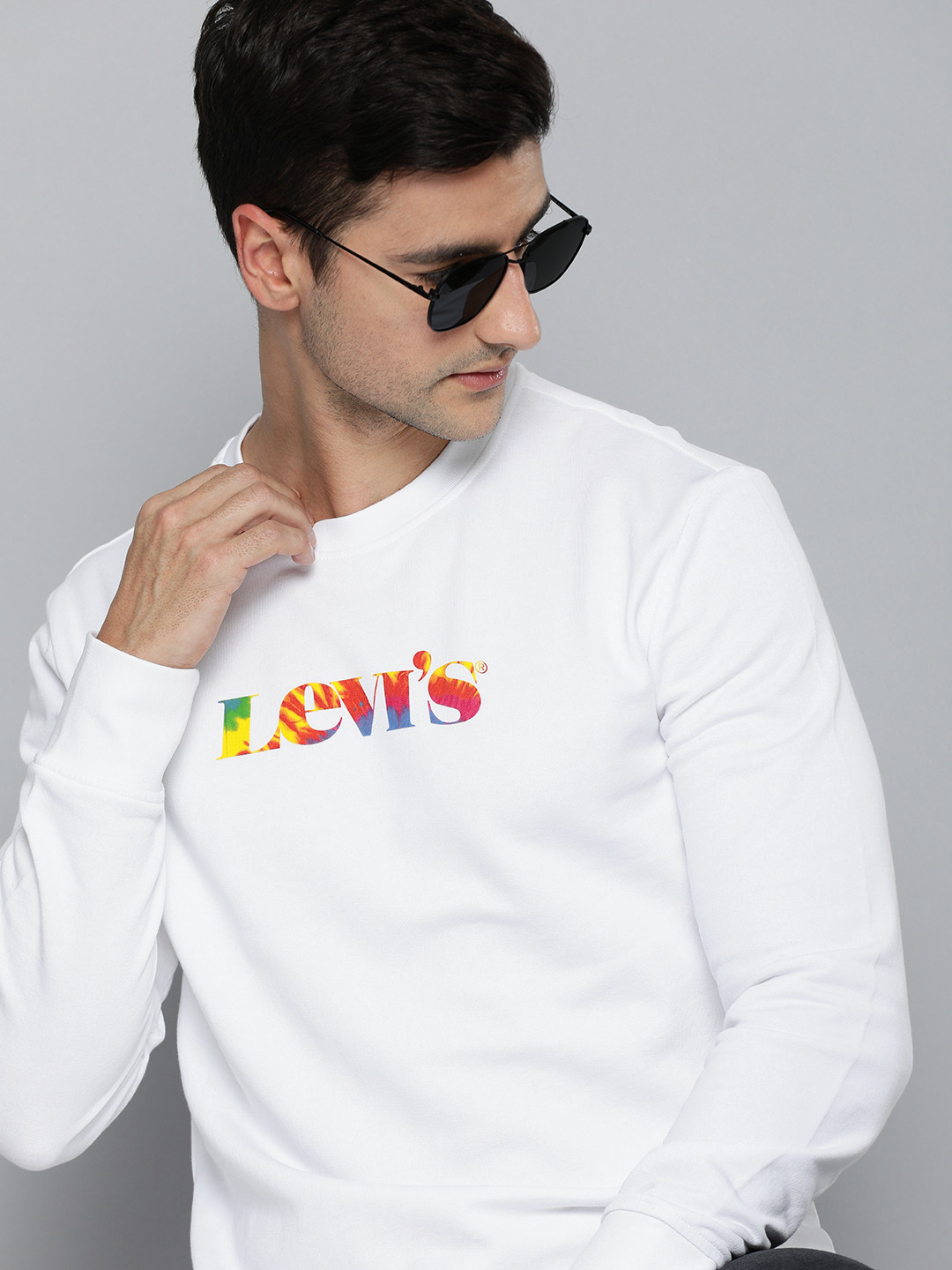 

Levis Men White Brand Logo Printed Sweatshirt