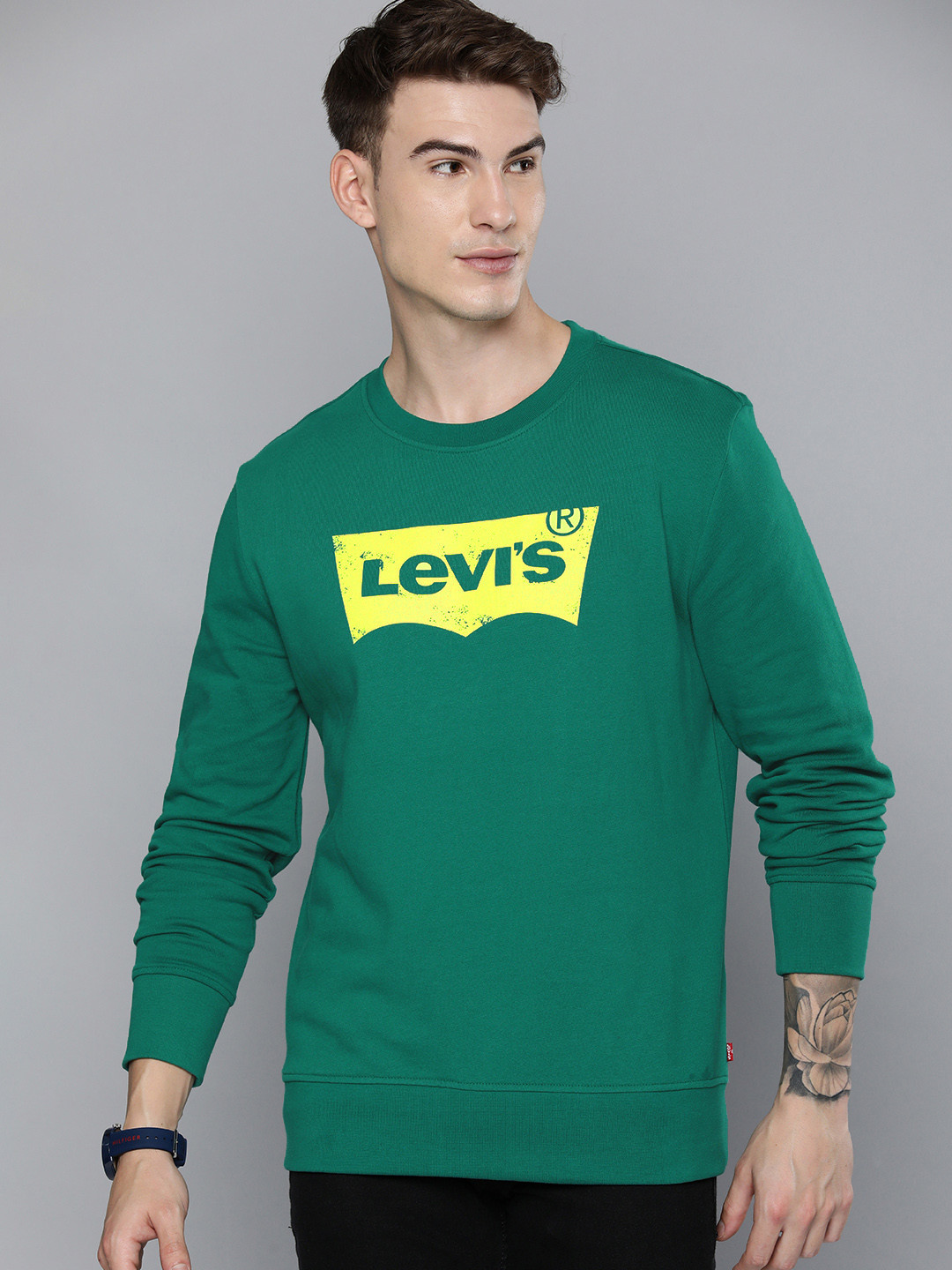 

Levis Men Green Brand Logo Printed Pure Cotton Sweatshirt