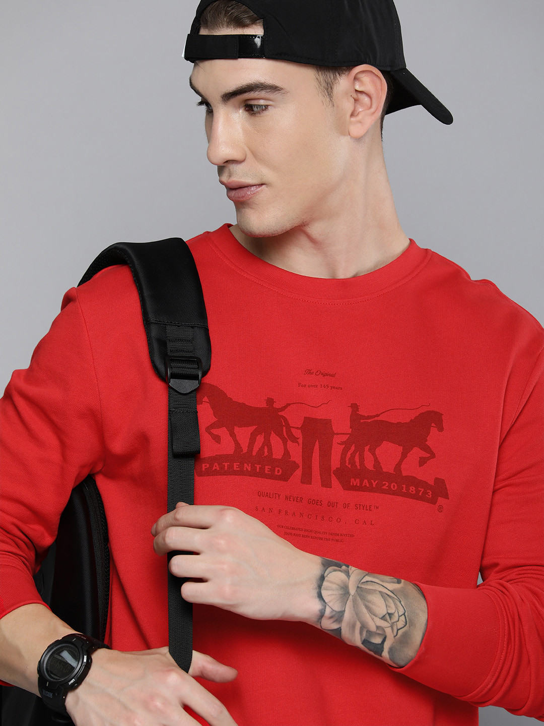 

Levis Men Red Printed Sweatshirt