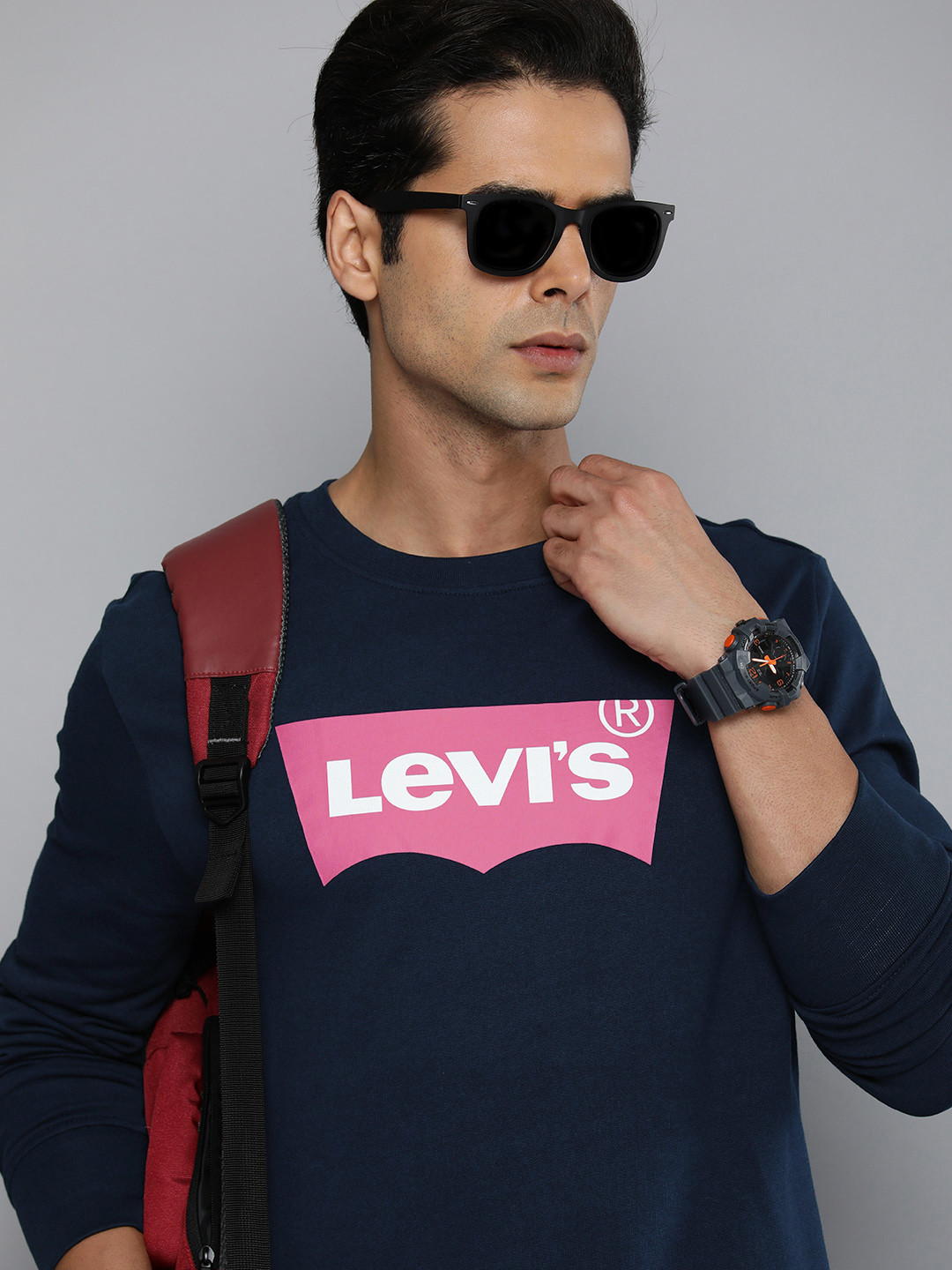 

Levis Men Navy Blue Printed Pullover Sweatshirt