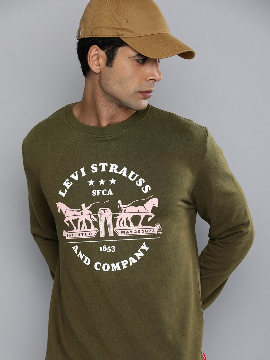 

Levis Men Olive Green Printed Pullover Sweatshirt