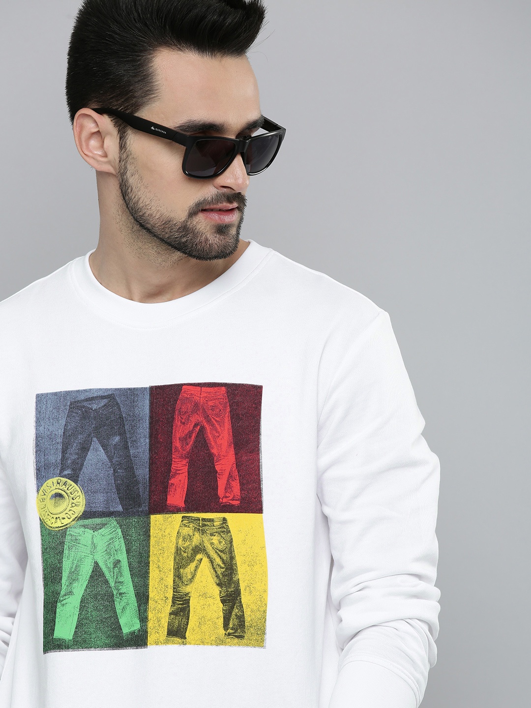 Levis Men White Printed Pure Cotton Sweatshirt