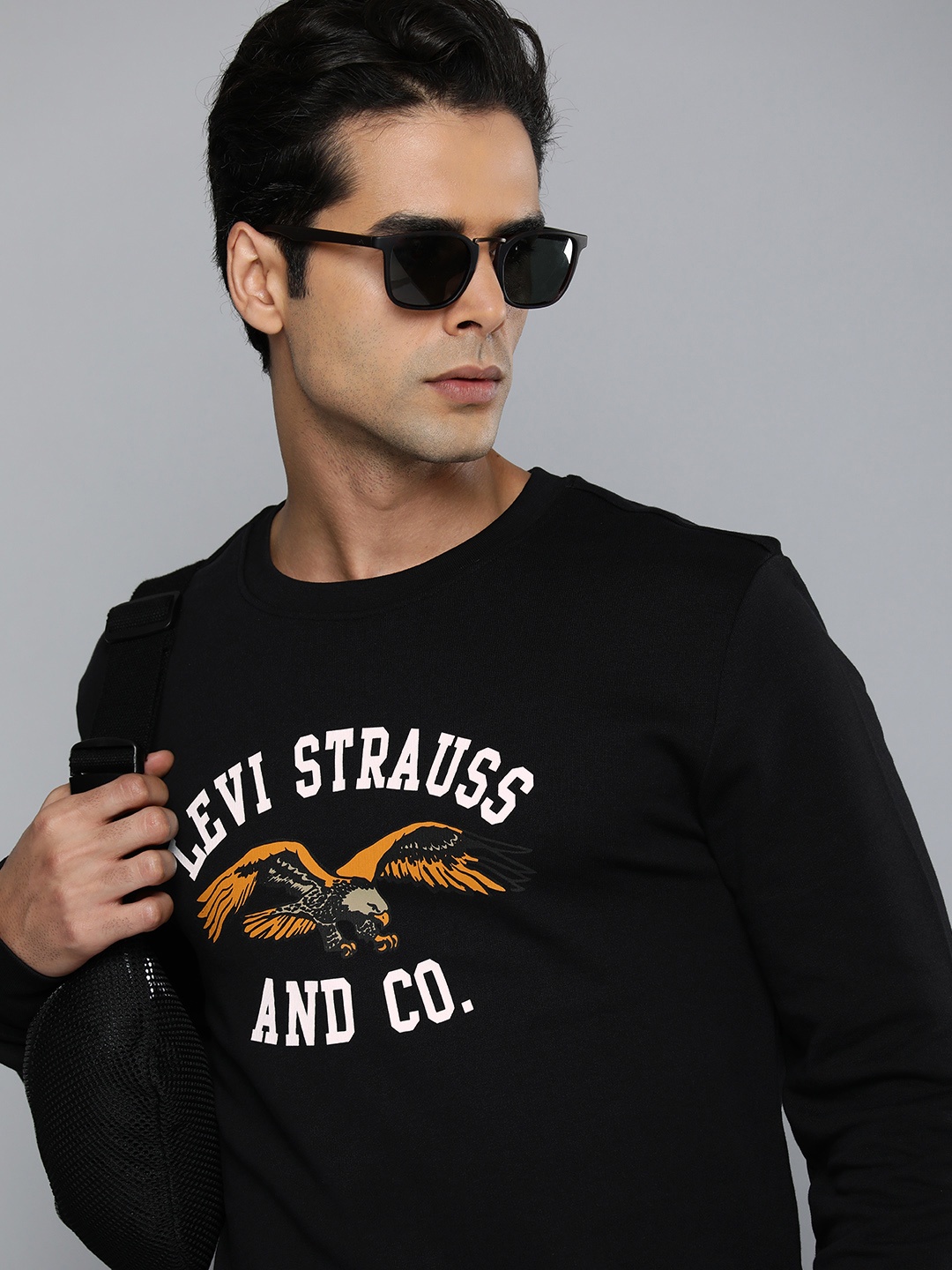 

Levis Men Black Printed Round Neck Pure Cotton Sweatshirt