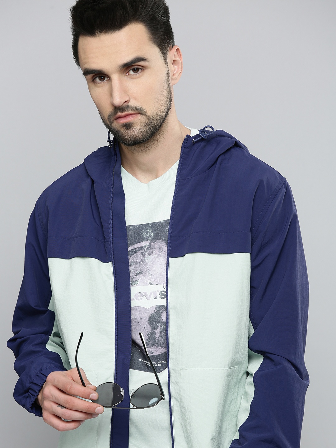 

Levis Men Navy Blue Colourblocked Slim Fit Sporty Jacket