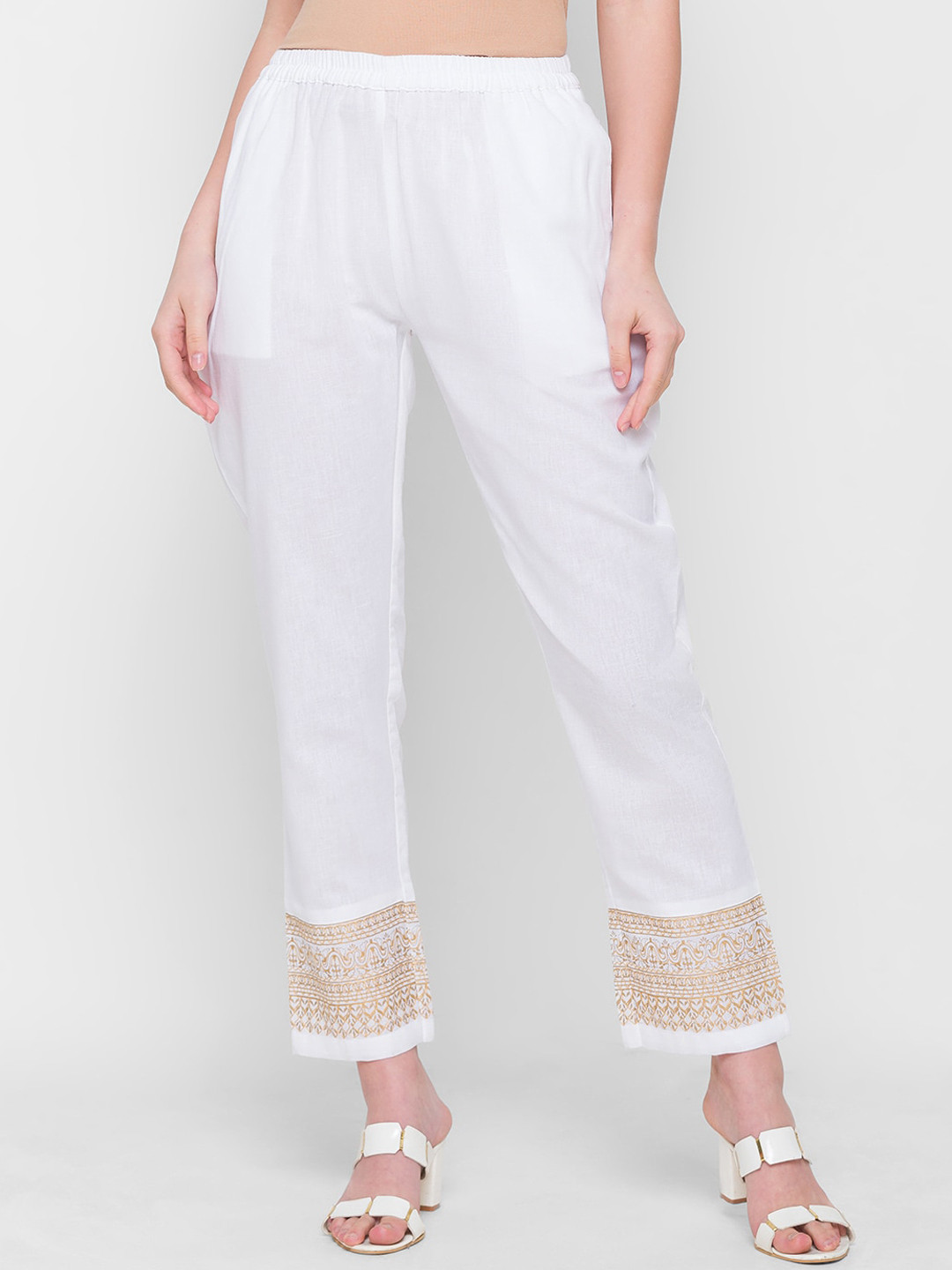 

ZOLA Women Gold-Toned Embroidered Trousers