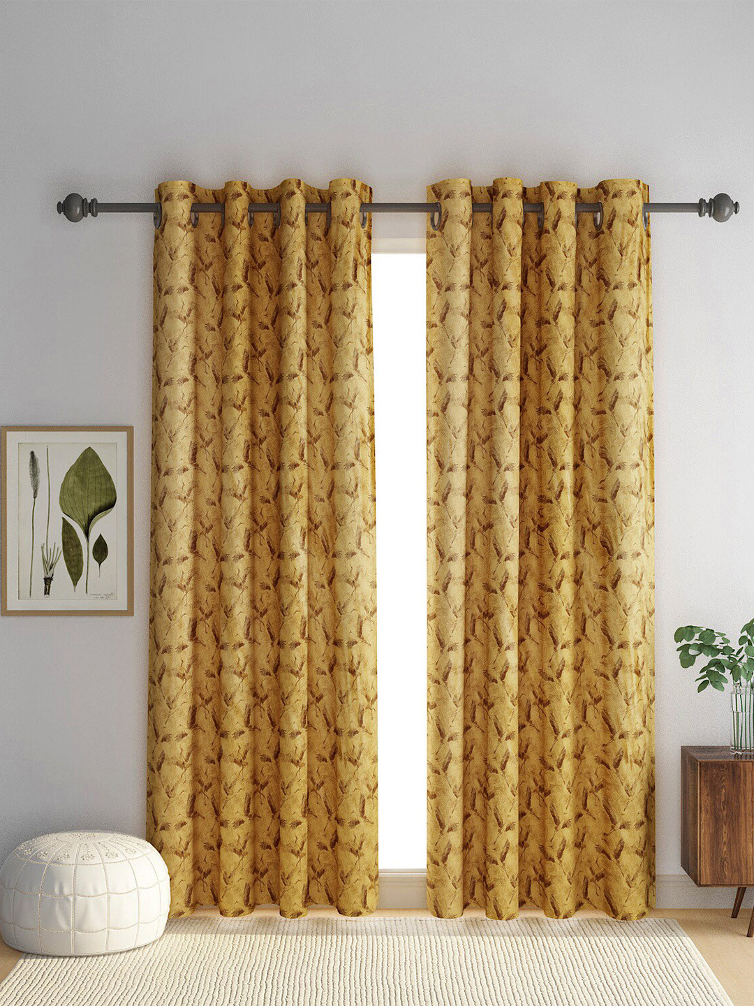

eyda Mustard Set of 2 Floral Door Curtain
