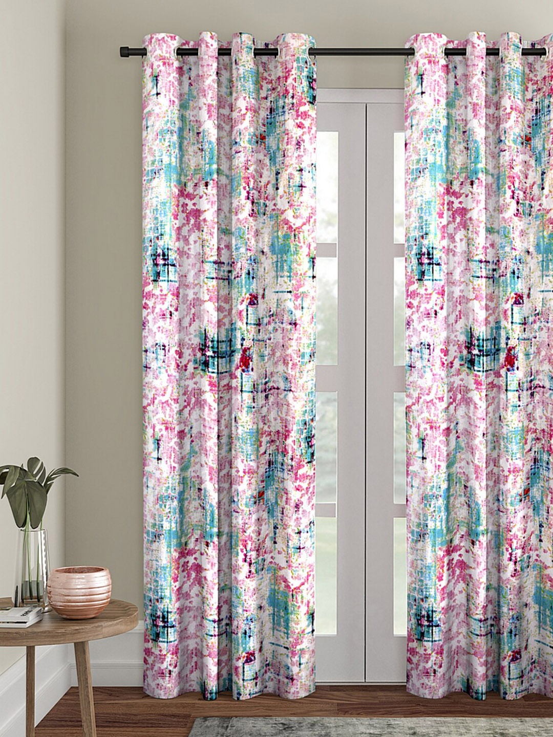 

eyda Pink & Green Door Curtain