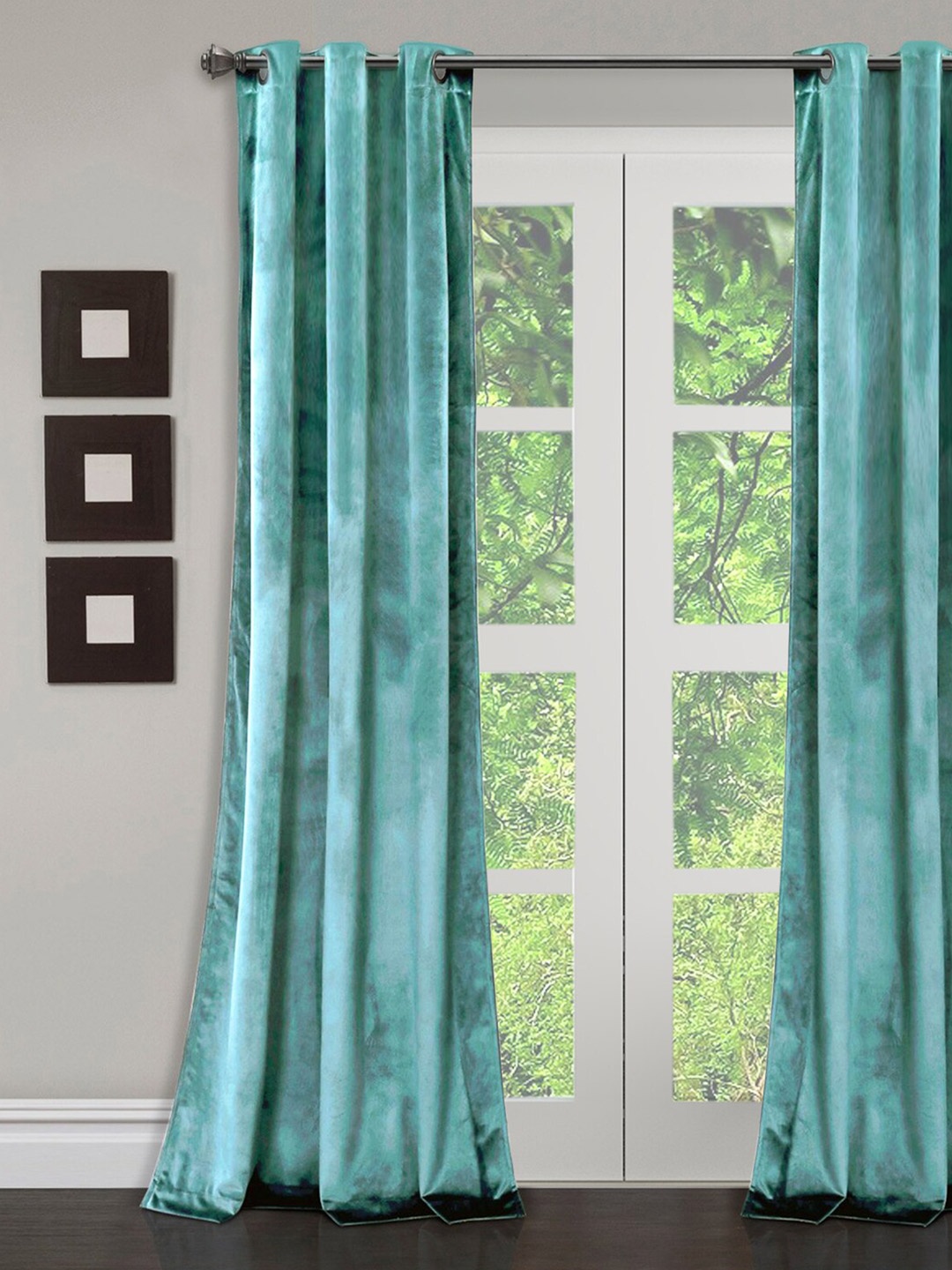 

eyda Turquoise Blue Room Darkening Long Door Curtain