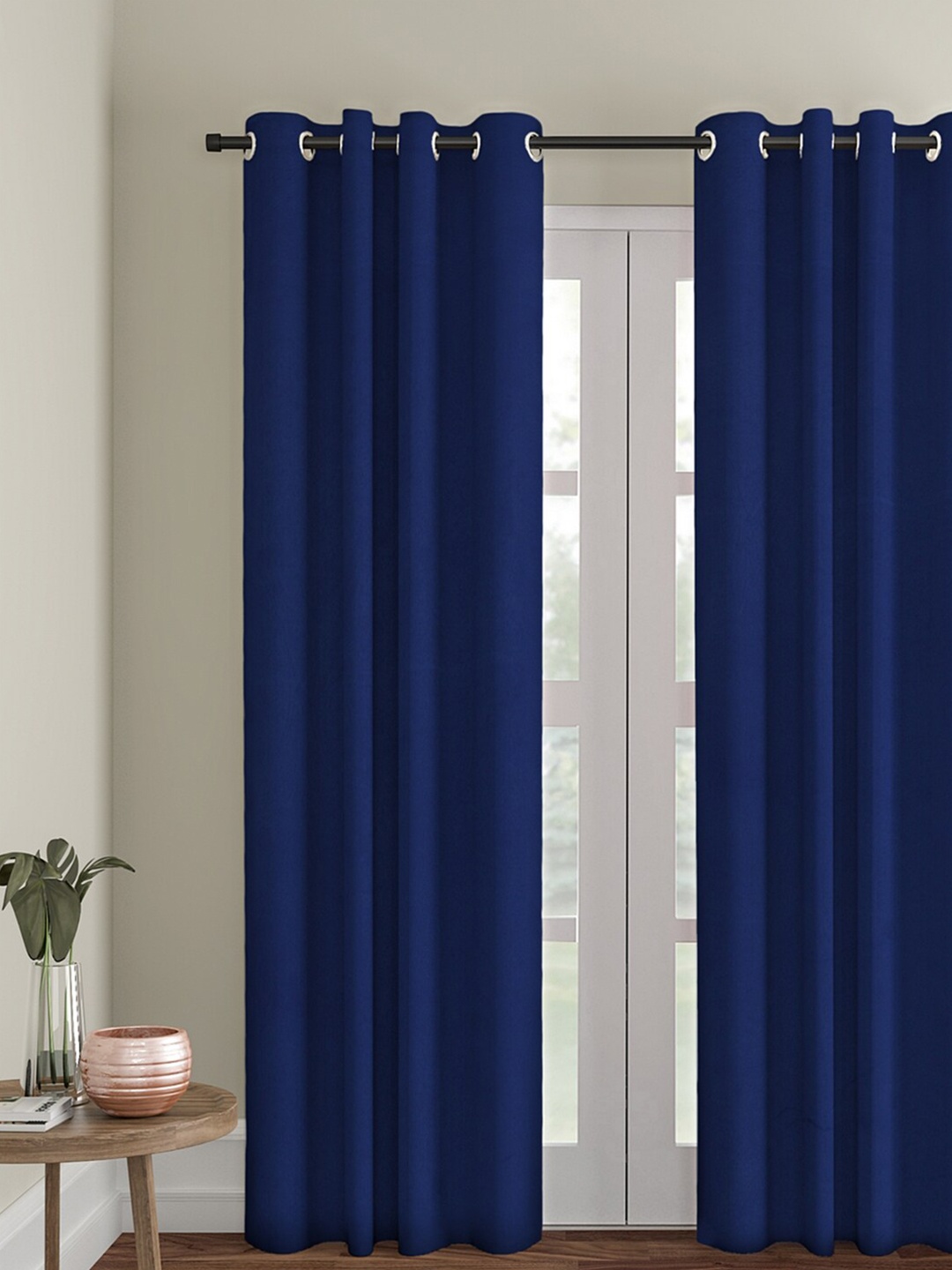 

eyda Blue Solid Room Darkening Door Curtain