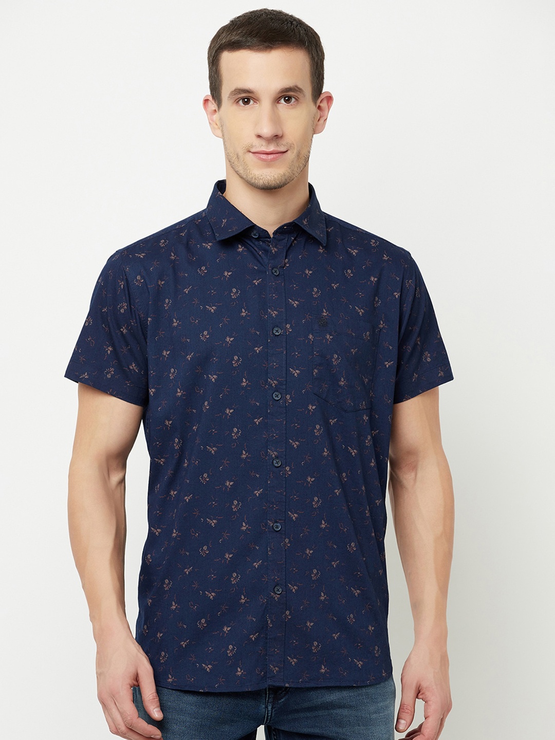 

METTLE Men Blue Printed Casual Shirt