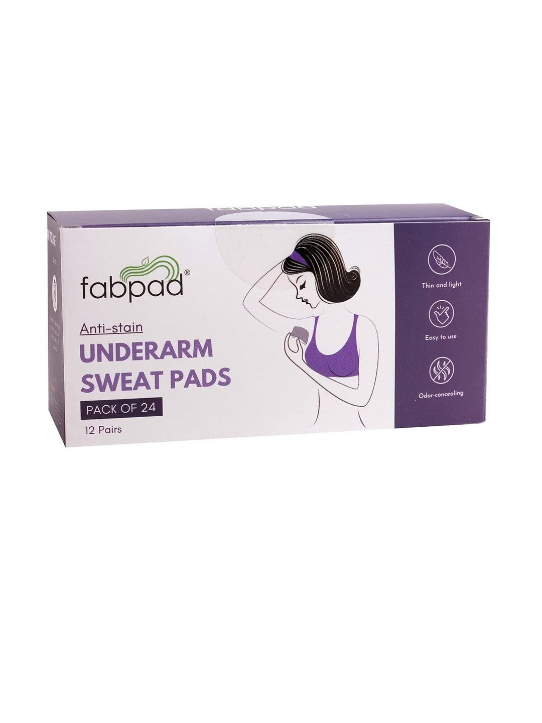 

fabpad Disposable Underarm Sweat Pads - 24 pieces, White