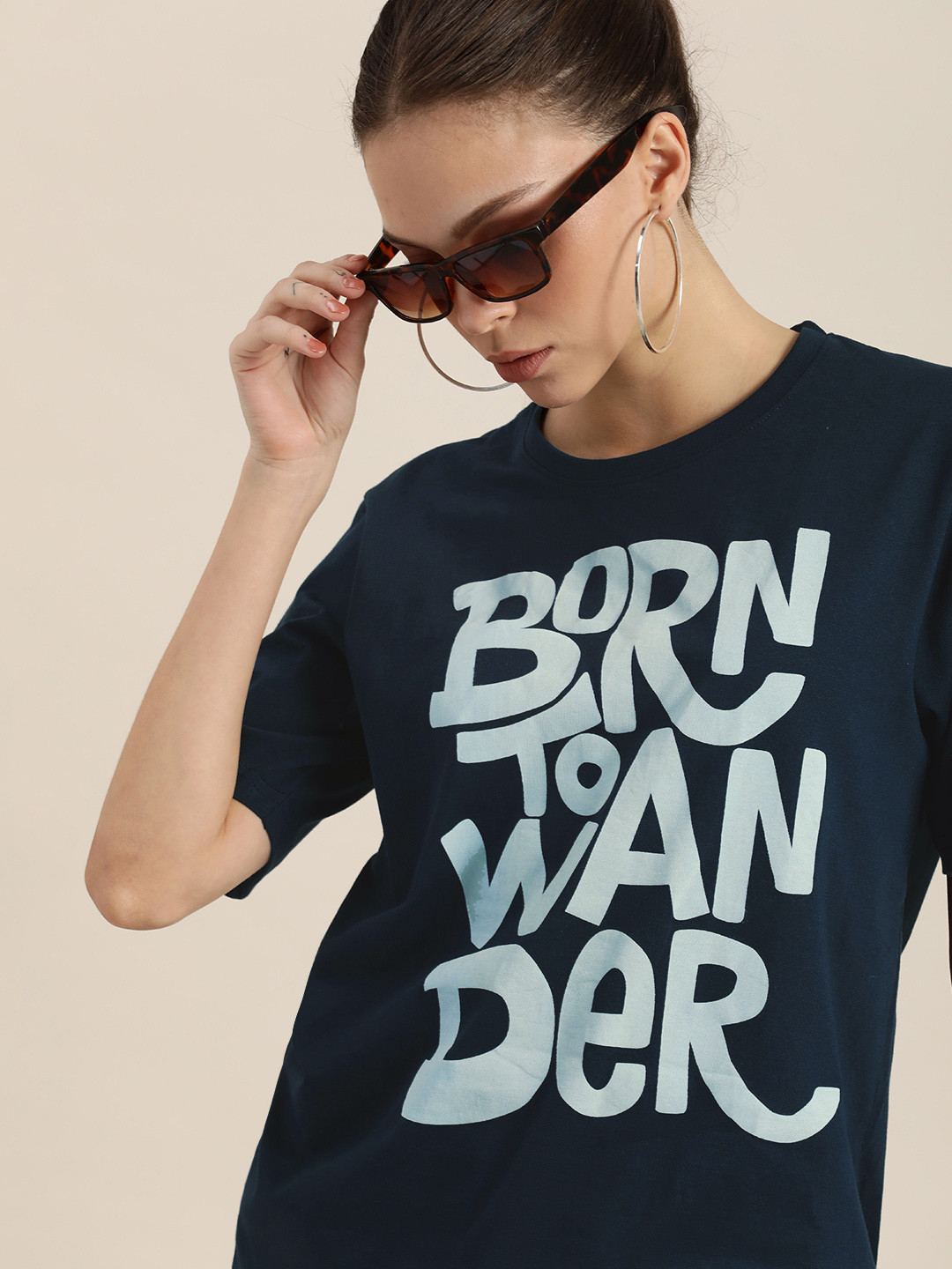 

DILLINGER Teal Blue & Green Typography Print Cotton Oversized Longline T-shirt