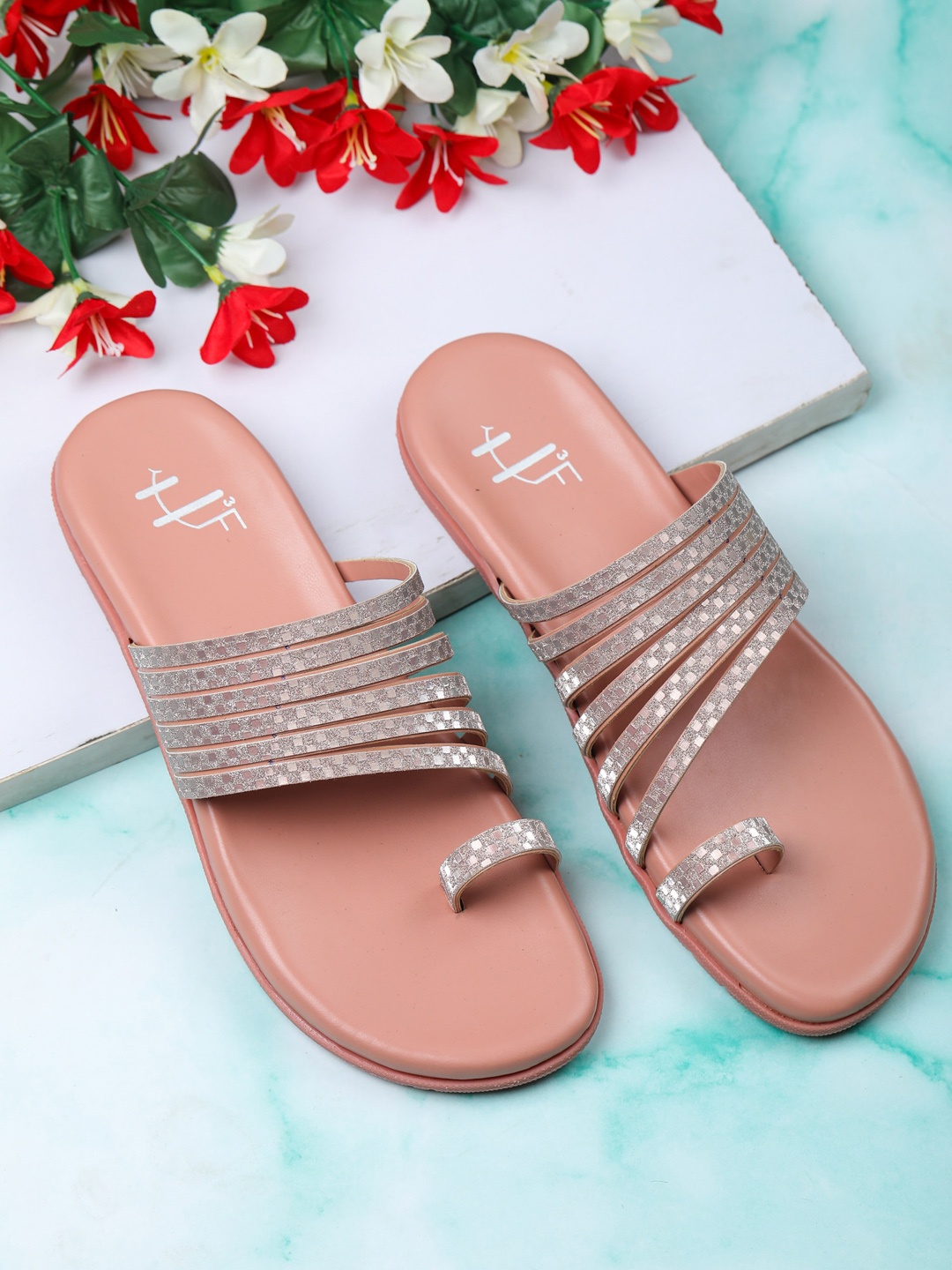 

H3F Women Pink Embellished One Toe Flats