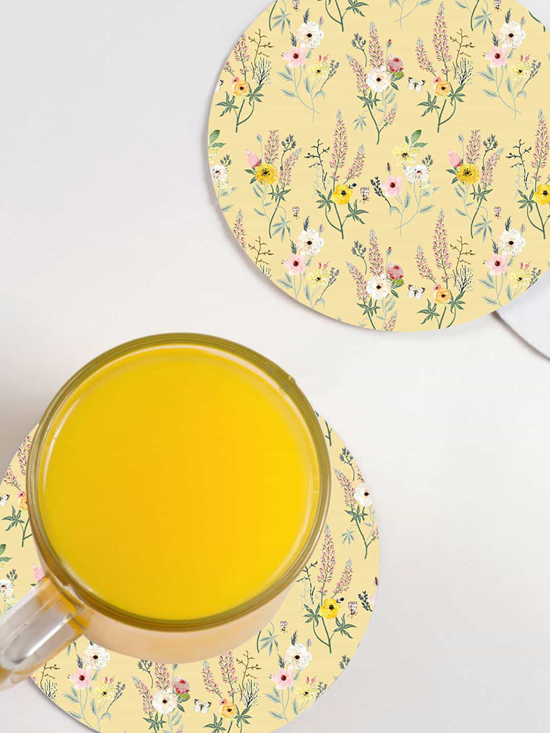 

macmerise Set of 6 Yellow Payal Singhal Lemon Garden Printed Coasters