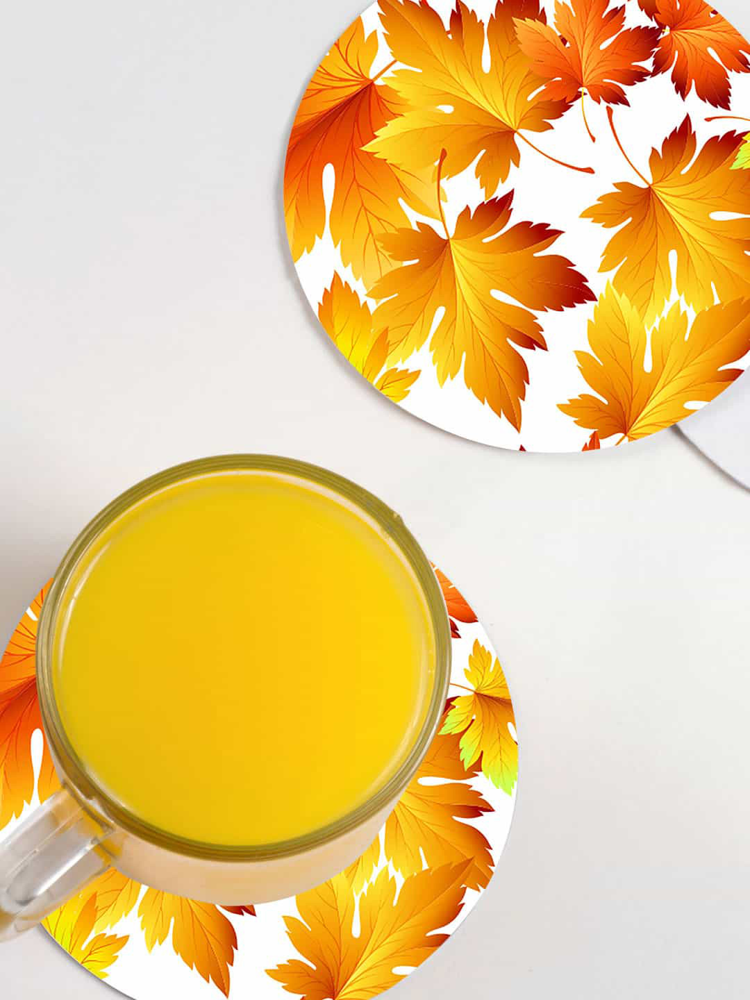 

macmerise Set of 6 White Yellow SK Autumn Embrace Printed Coasters