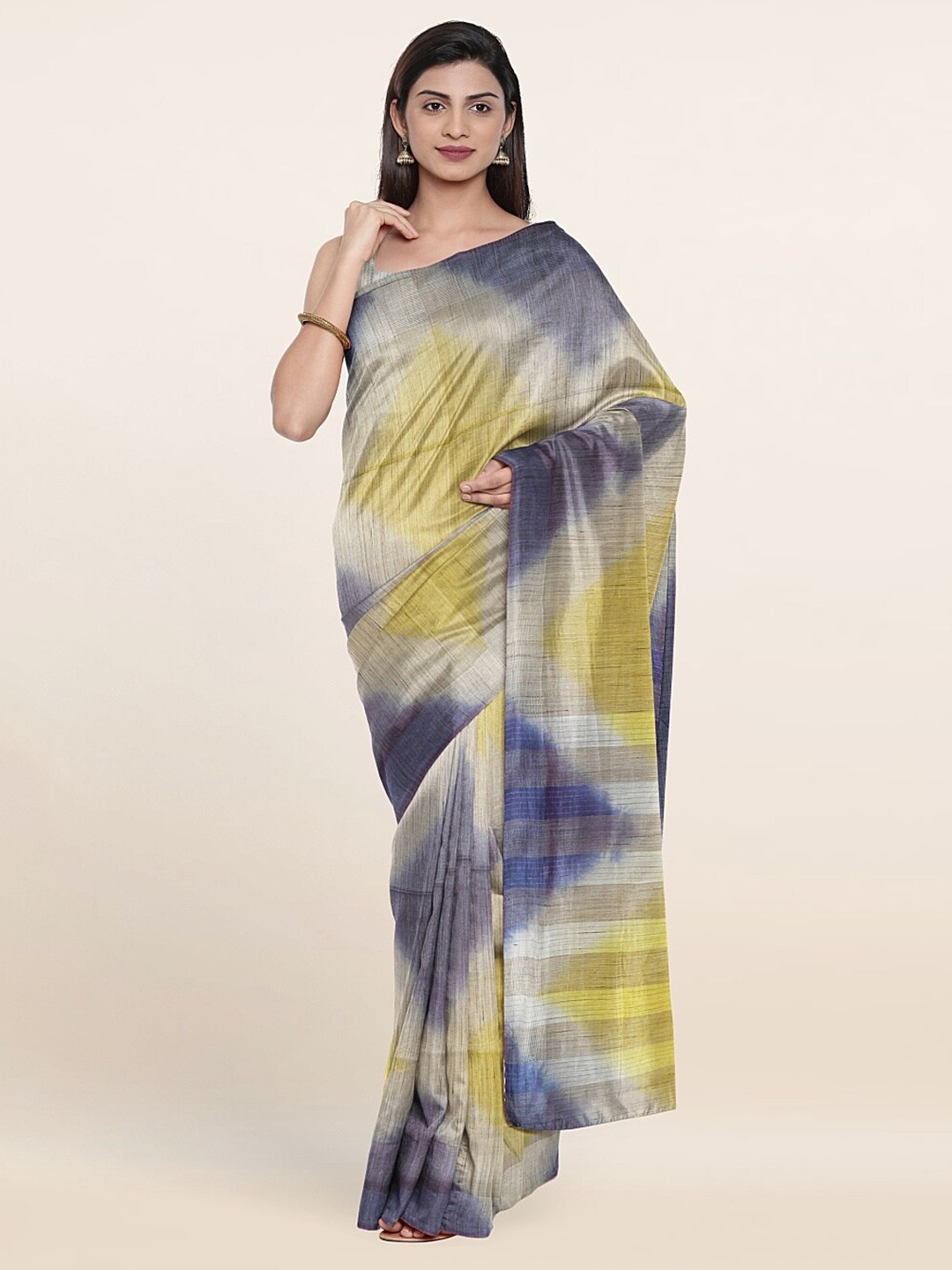 

Pothys Blue & Yellow Tie and Dye Jute Cotton Saree