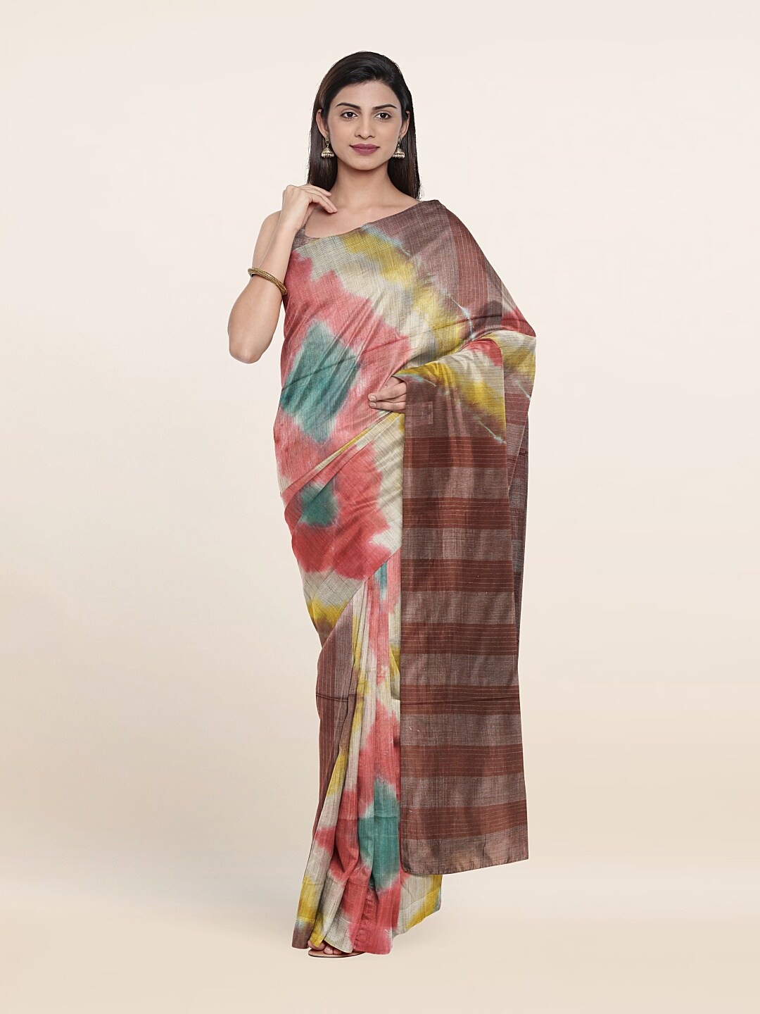 

Pothys Pink & Beige Jute Cotton Saree