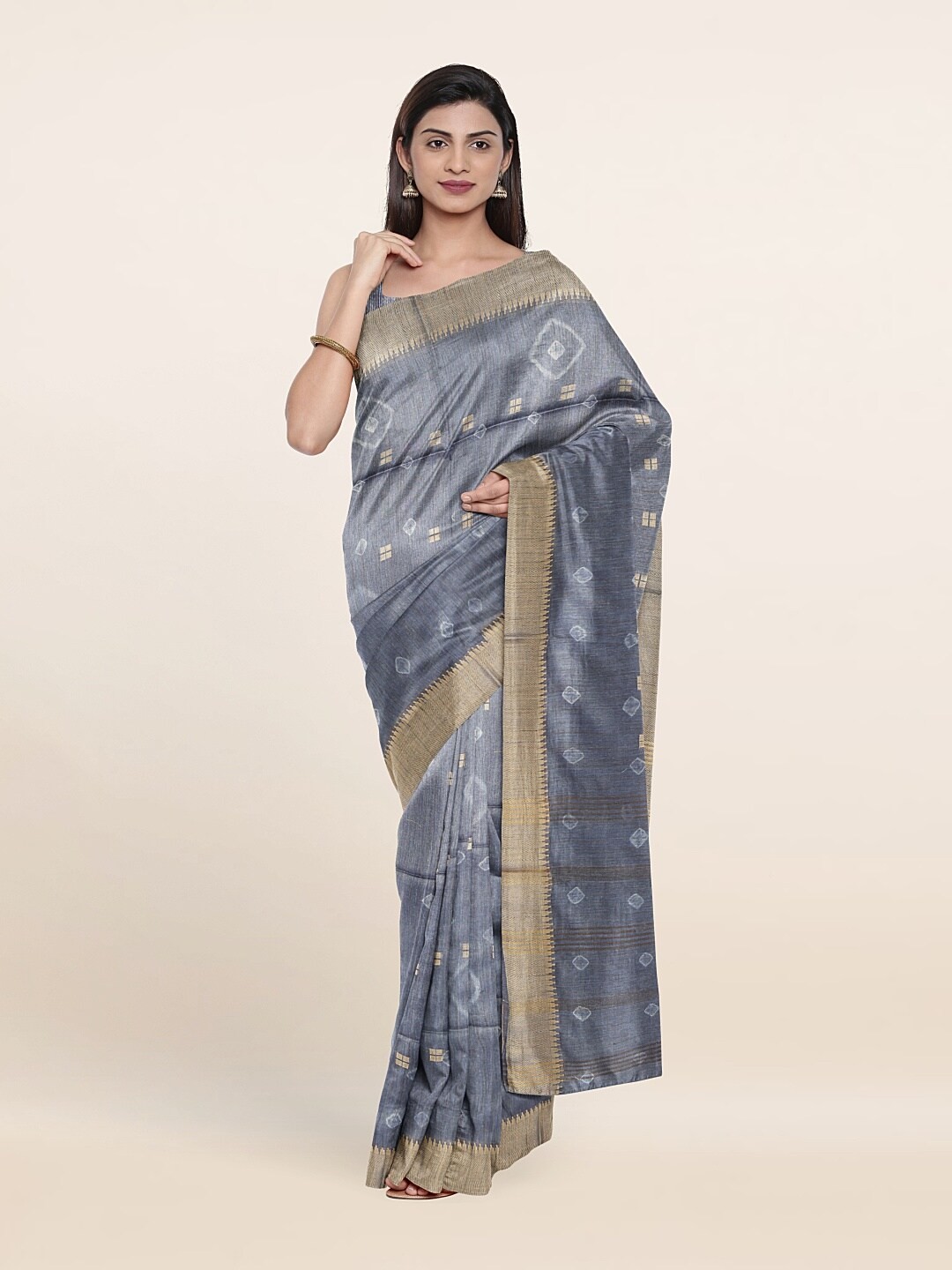 

Pothys Blue Zari Jute Cotton Saree