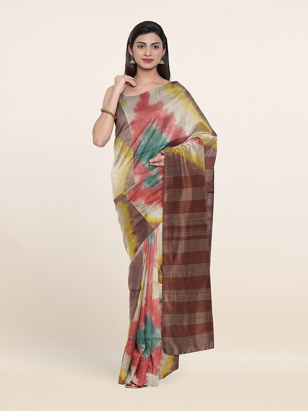 

Pothys Rust & Yellow Jute Cotton Saree
