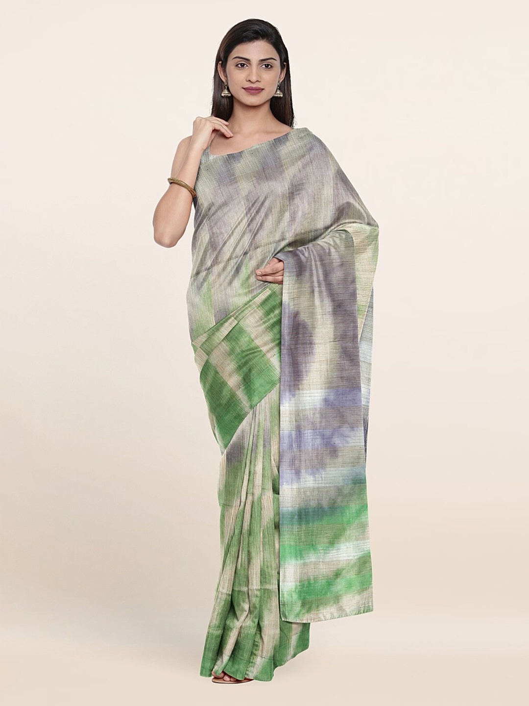 

Pothys Green & Purple Jute Cotton Saree