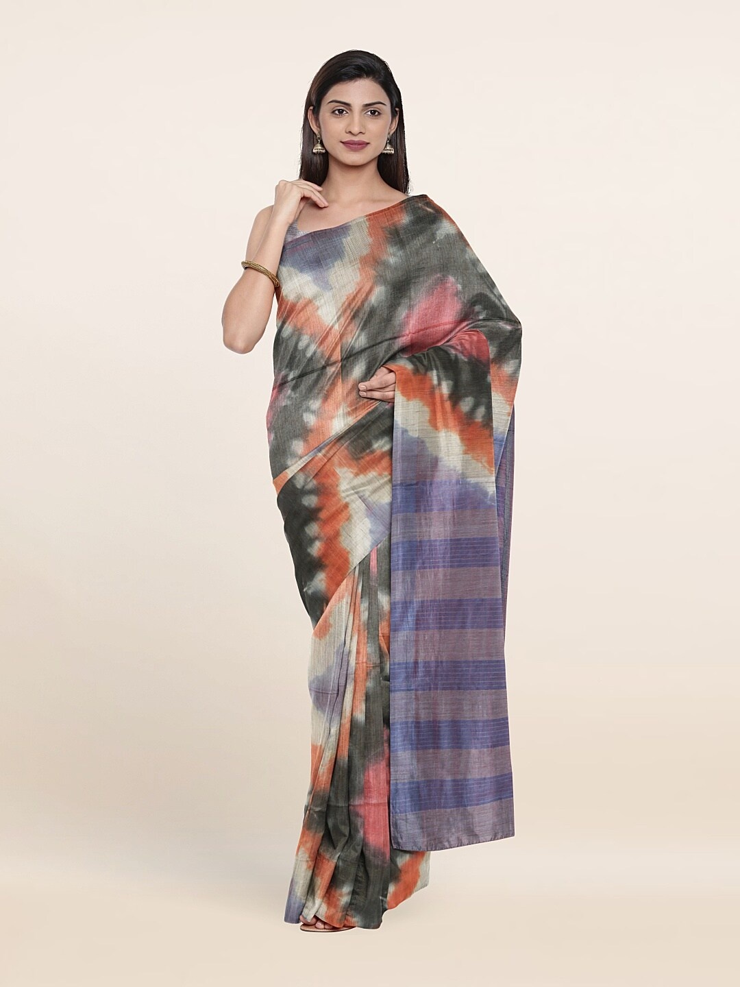 

Pothys Blue & Green Tie and Dye Jute Cotton Saree