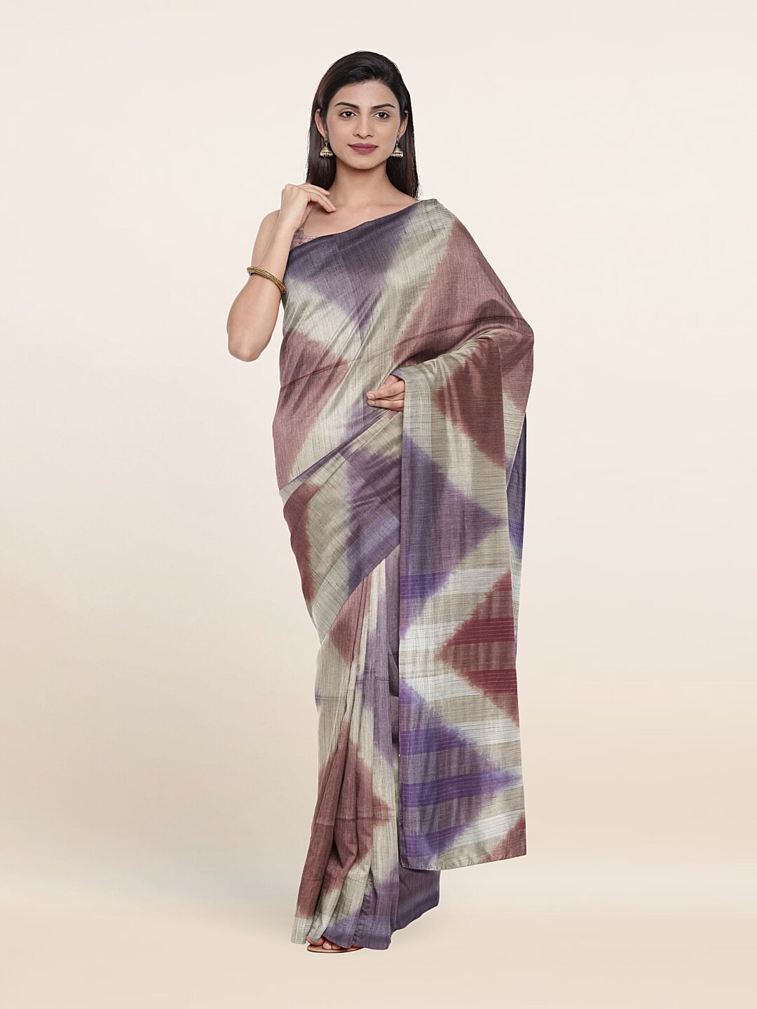 

Pothys Multicolored Tie and Dye Jute Cotton Saree, Multi