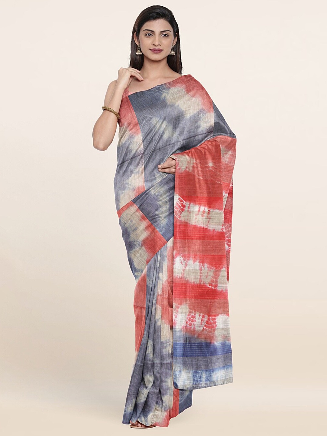

Pothys Blue & White Tie and Dye Jute Cotton Saree