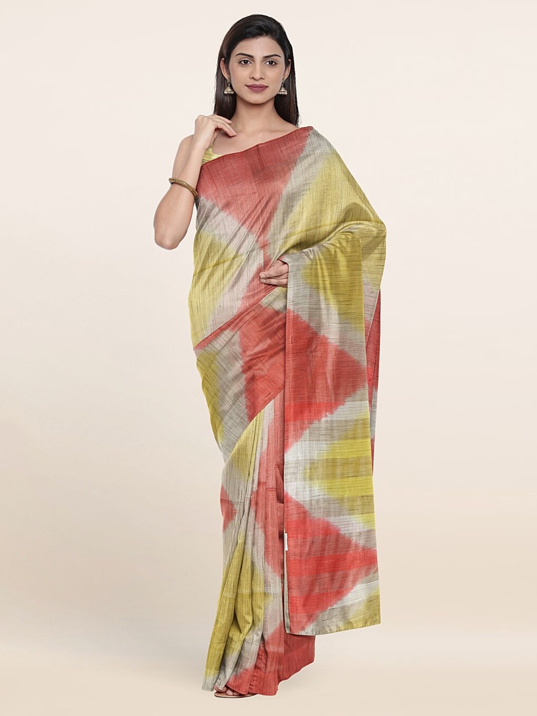 

Pothys Red & Grey Tie & Dye Jute Cotton Saree