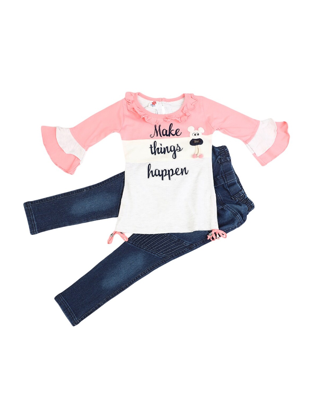 

V-Mart Kids Pink & Blue Printed T-shirt with Shorts