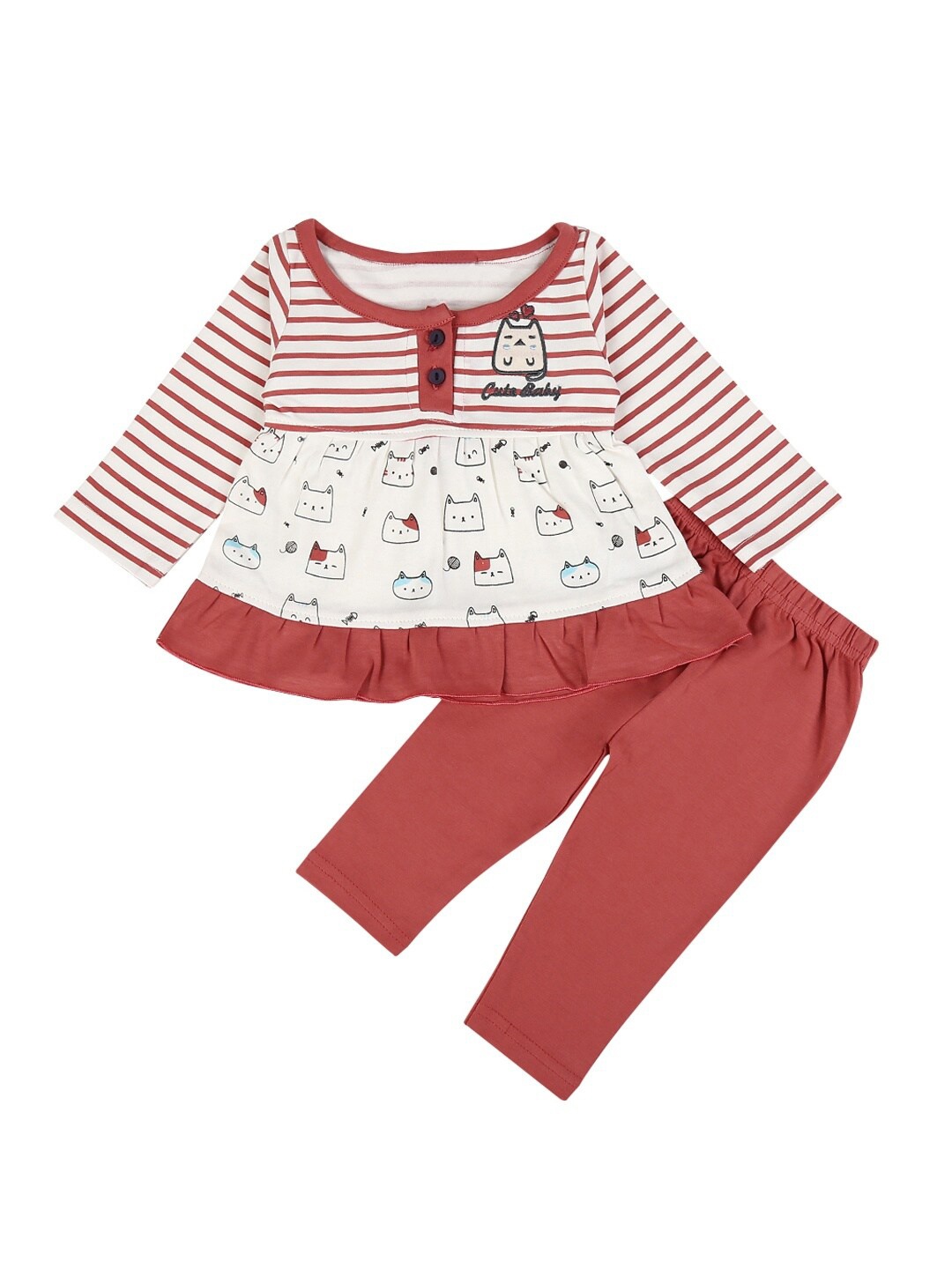 

V-Mart Unisex Kids Rust & Rust Printed T-shirt with Shorts