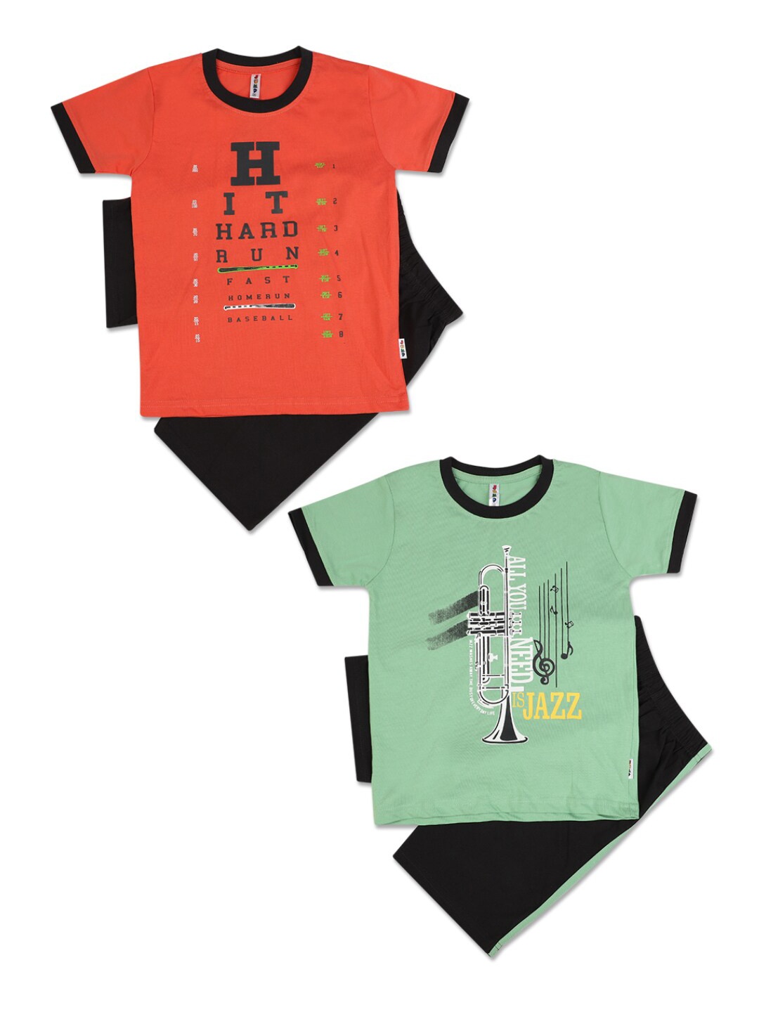 

V-Mart Boys Pack of 2 Red & Black Printed Clothing Set
