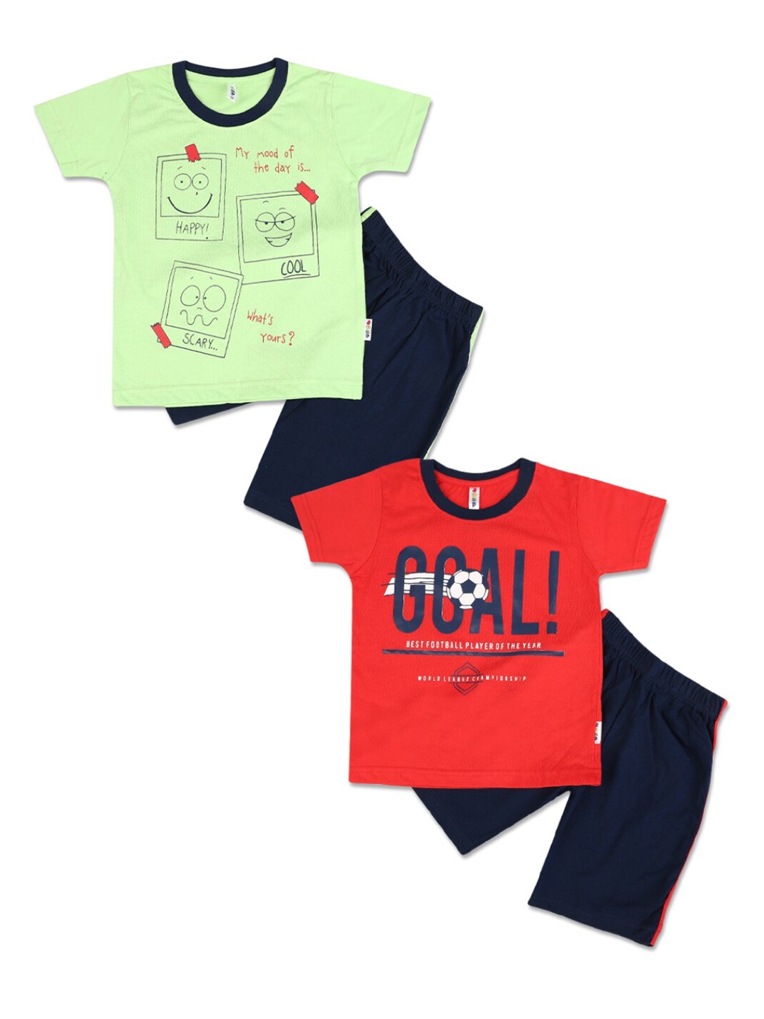 

V-Mart Kids Red & Green Pack of 2 Printed Cotton Clothing Set