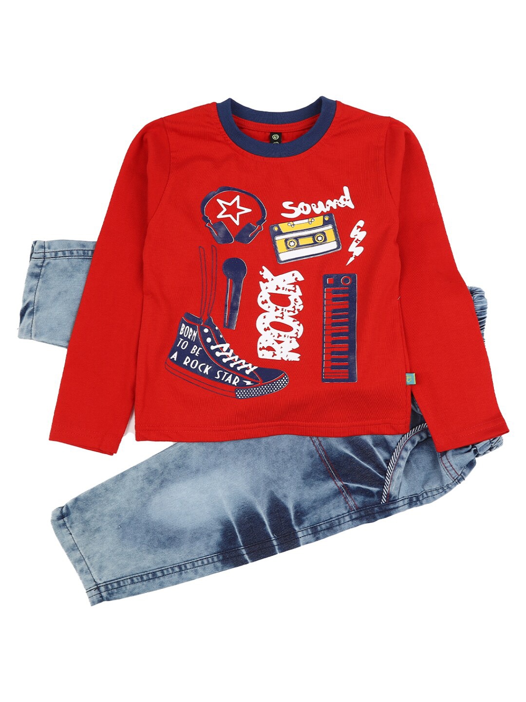 

V-Mart Kids Red & Red Printed T-shirt with Trouser
