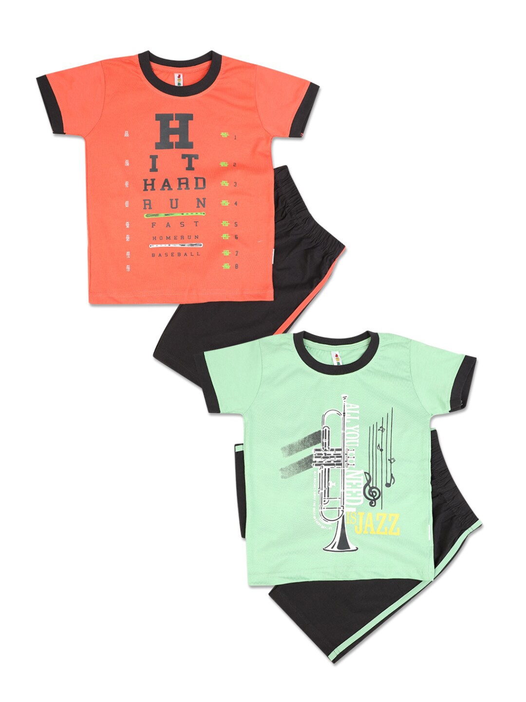 

V-Mart Kids Pack Of 2 Printed Cotton T-shirt with Shorts, Orange