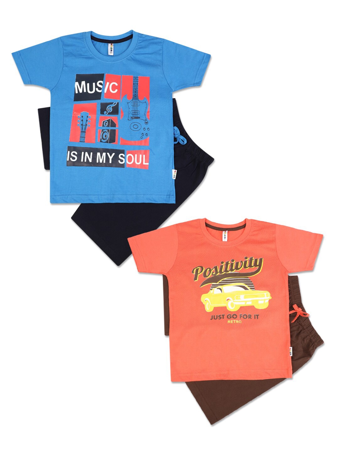 

V-Mart Unisex Kids Pack of 2 Red Printed T-shirt with Shorts